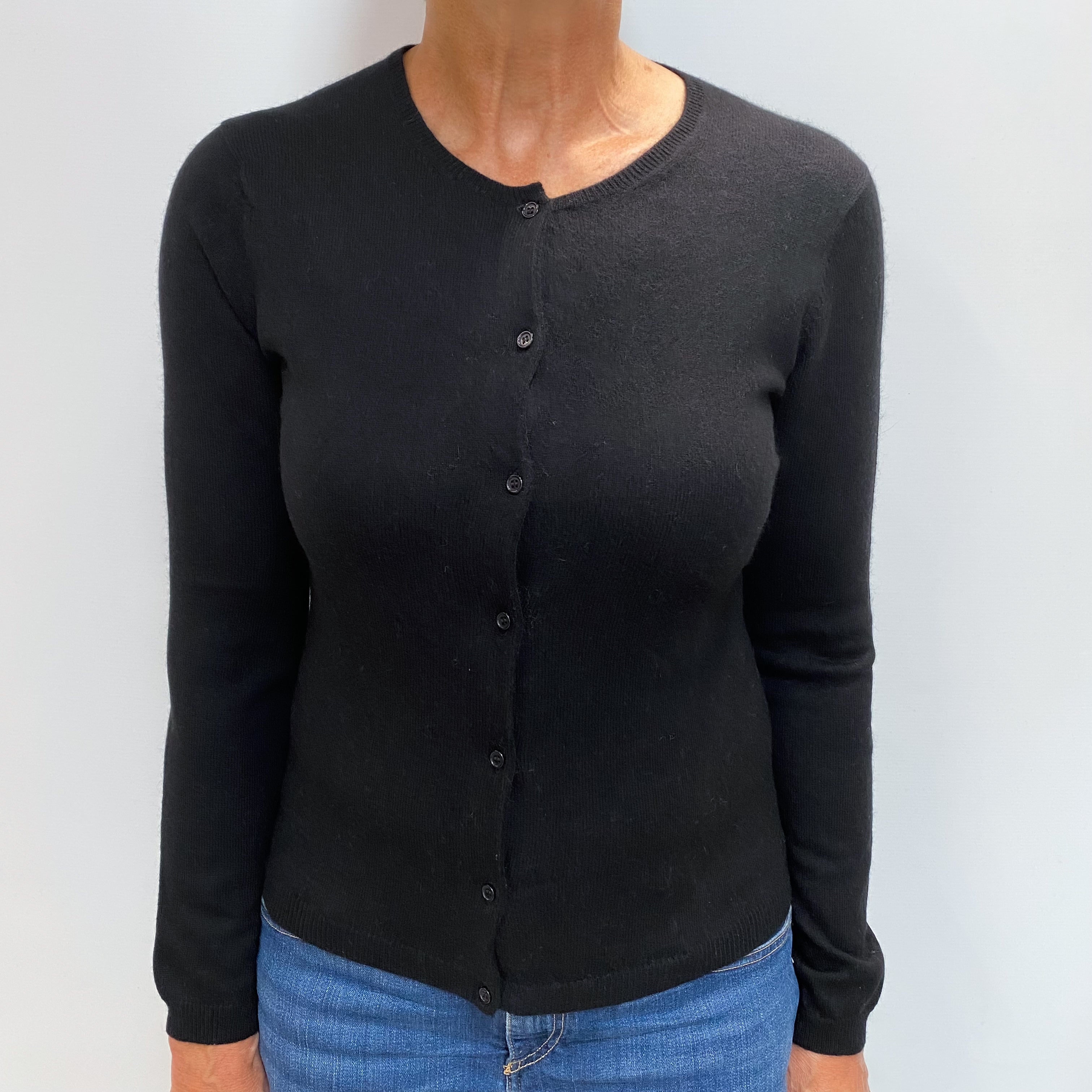 Black Cashmere Crew Cardigan Medium