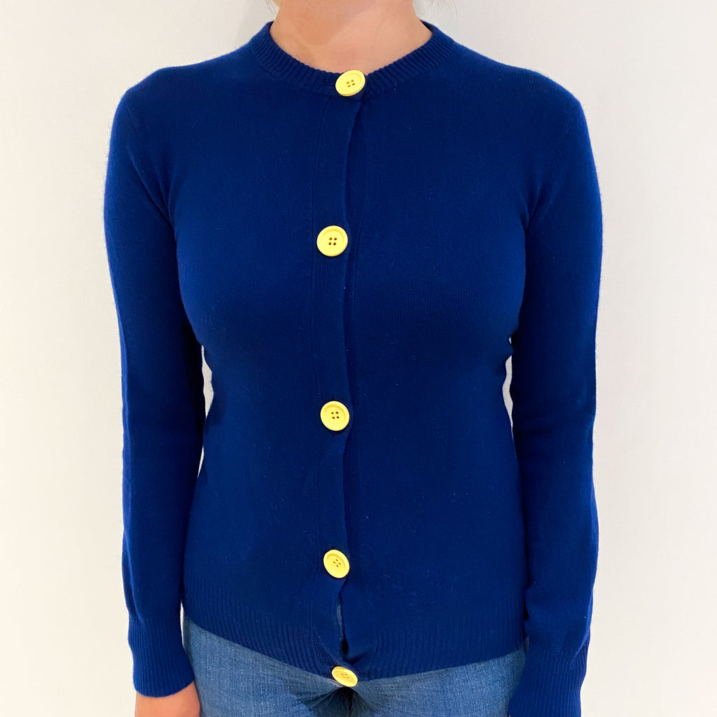 French Navy Cashmere Crew Cardigan Small