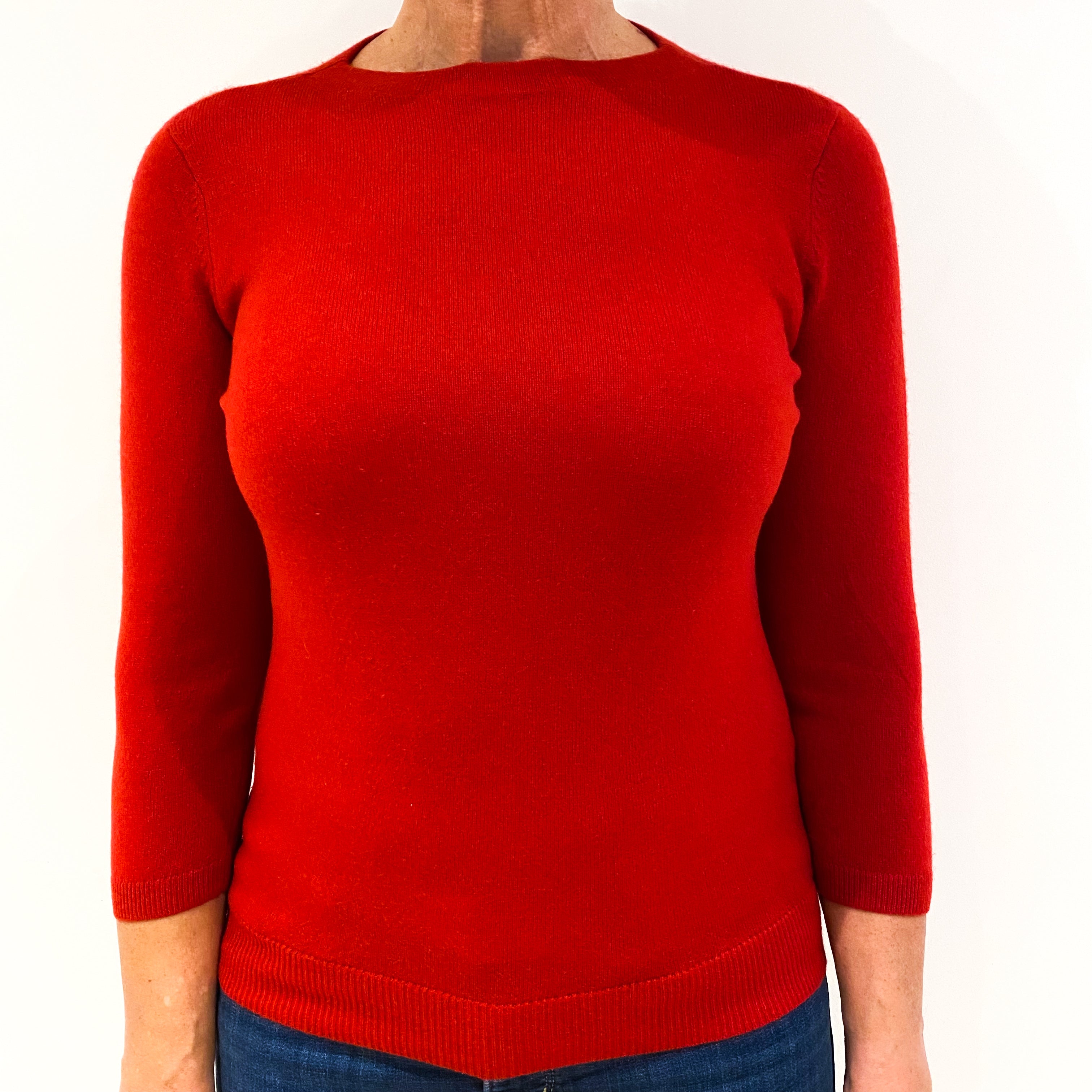 Scarlet Red Cashmere Crew Neck Jumper Medium