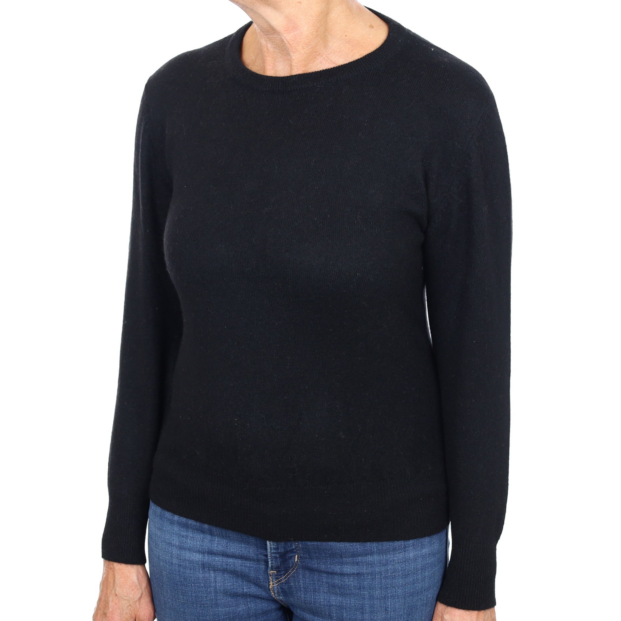 Black Cashmere Crew Neck Jumper Medium