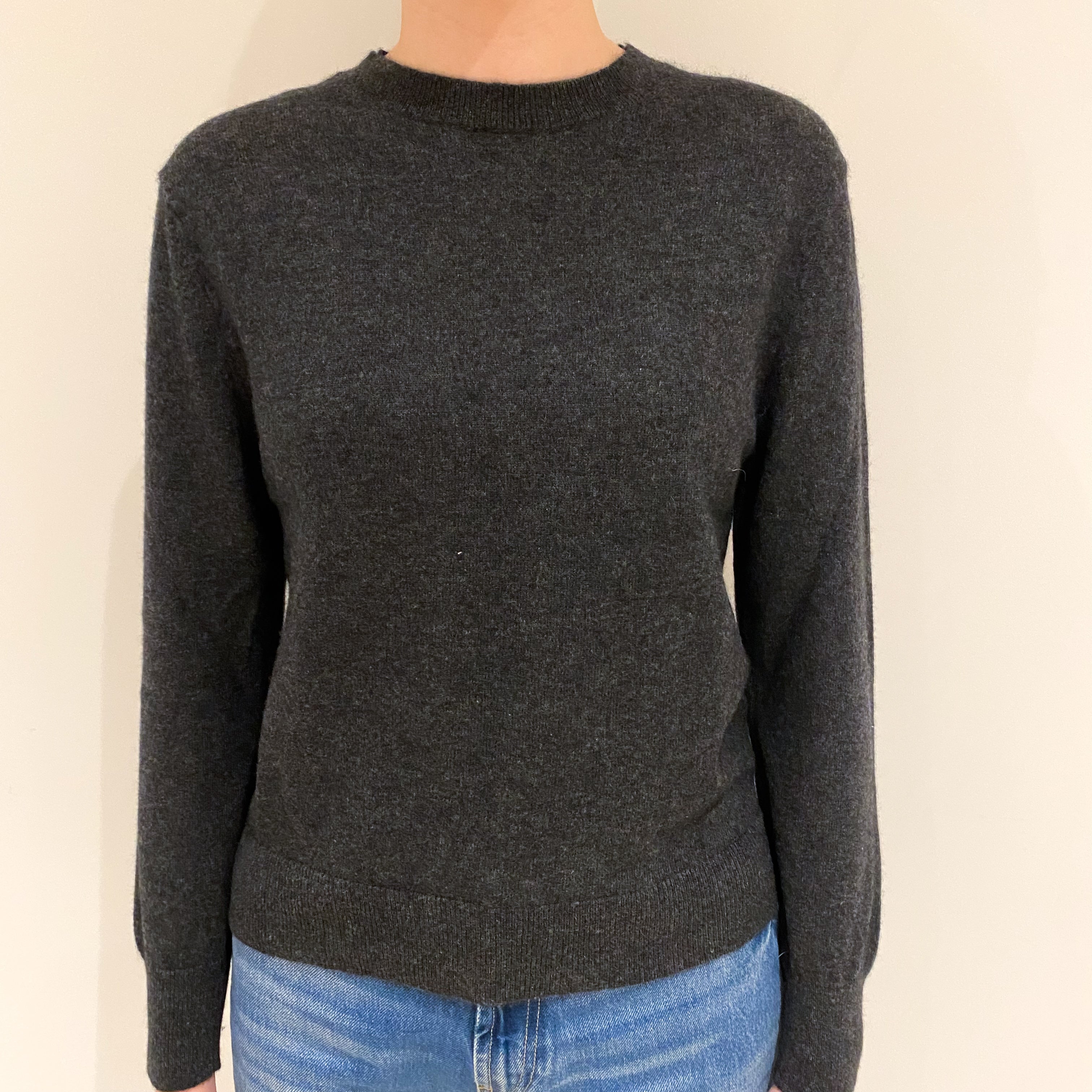 Charcoal Grey Cashmere Crew Neck Jumper Extra Small