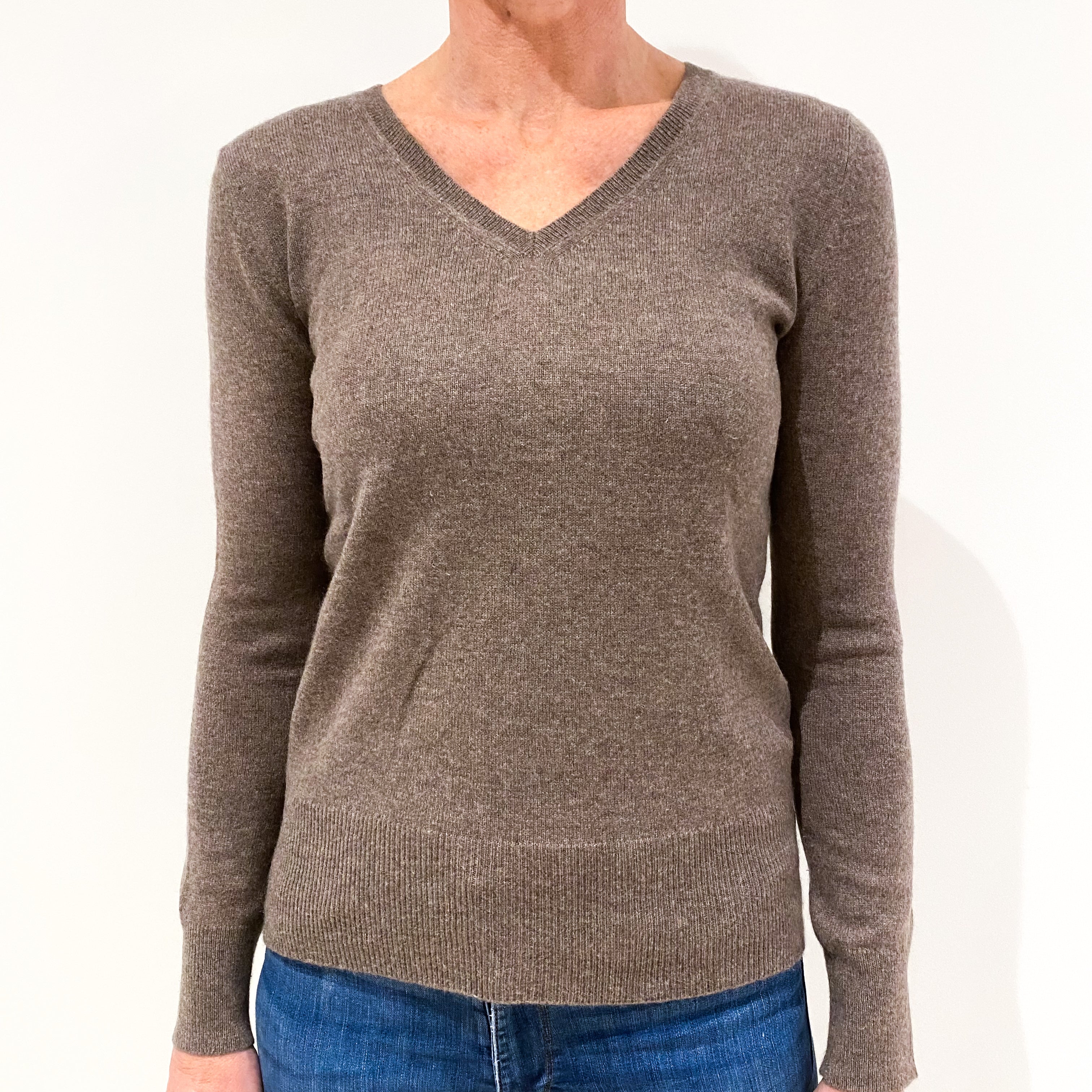 Donkey Brown Cashmere V-Neck Jumper Small