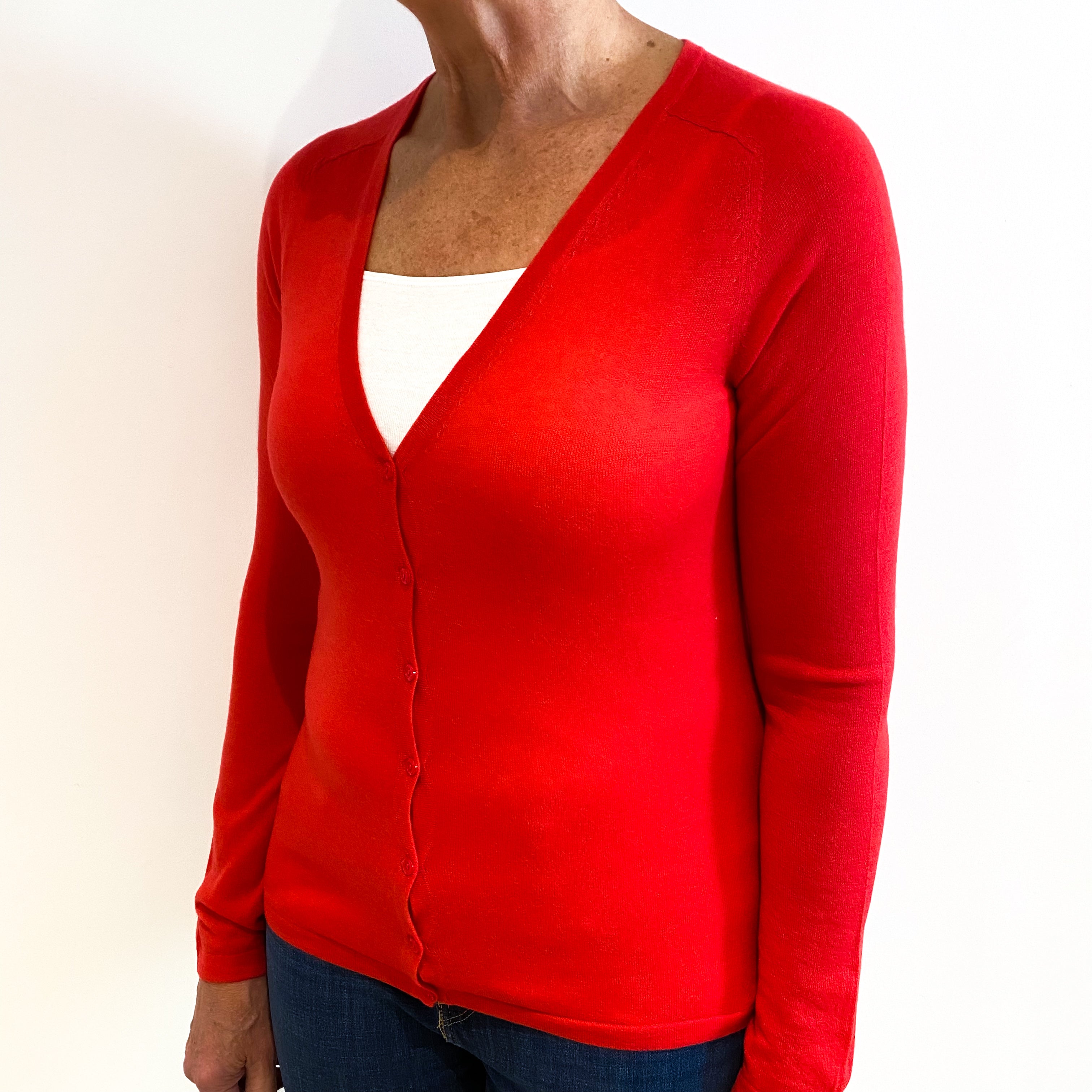 Dark Coral Lightweight Cashmere Cardigan Medium