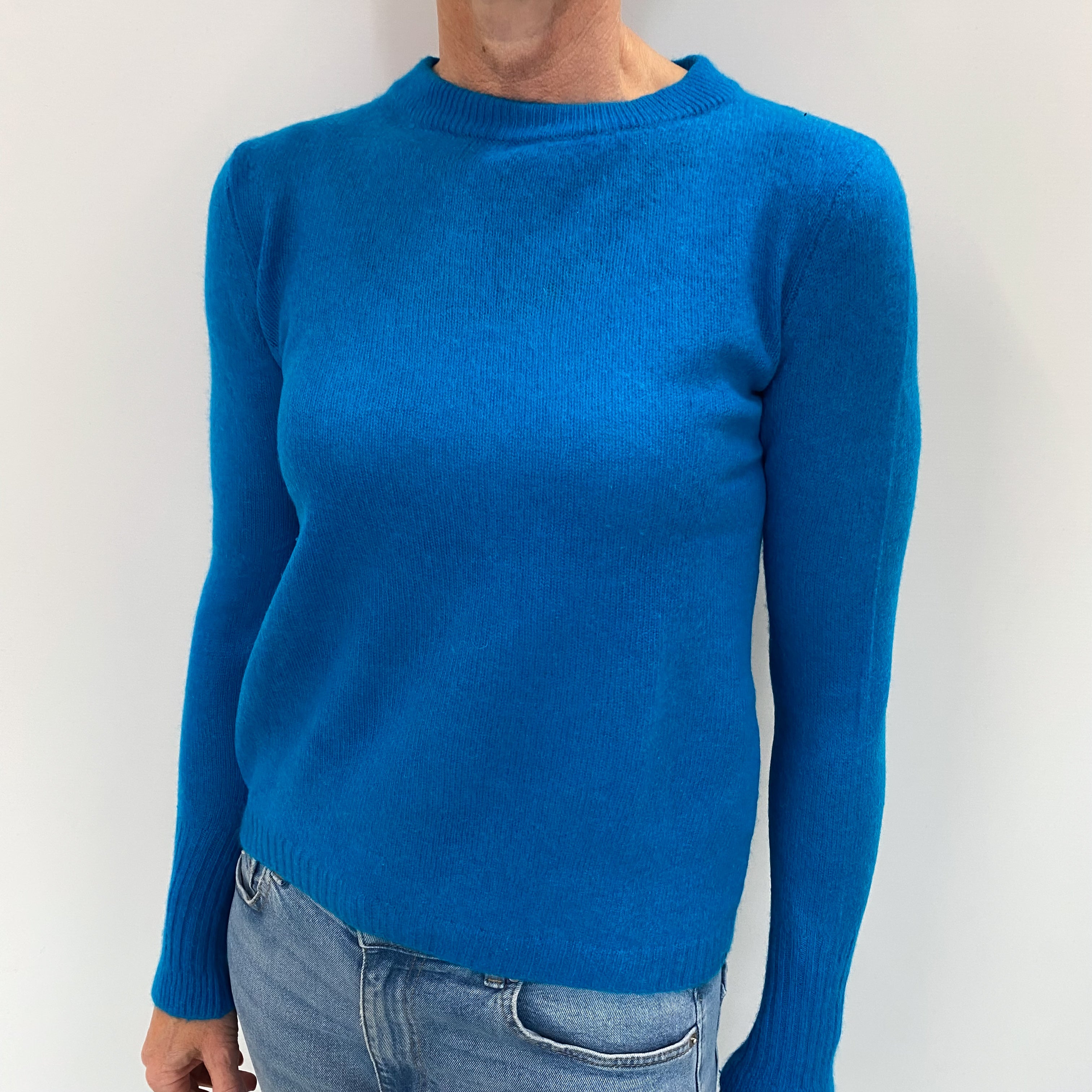 Jigsaw Turquoise Blue Cashmere Crew Neck Jumper Small