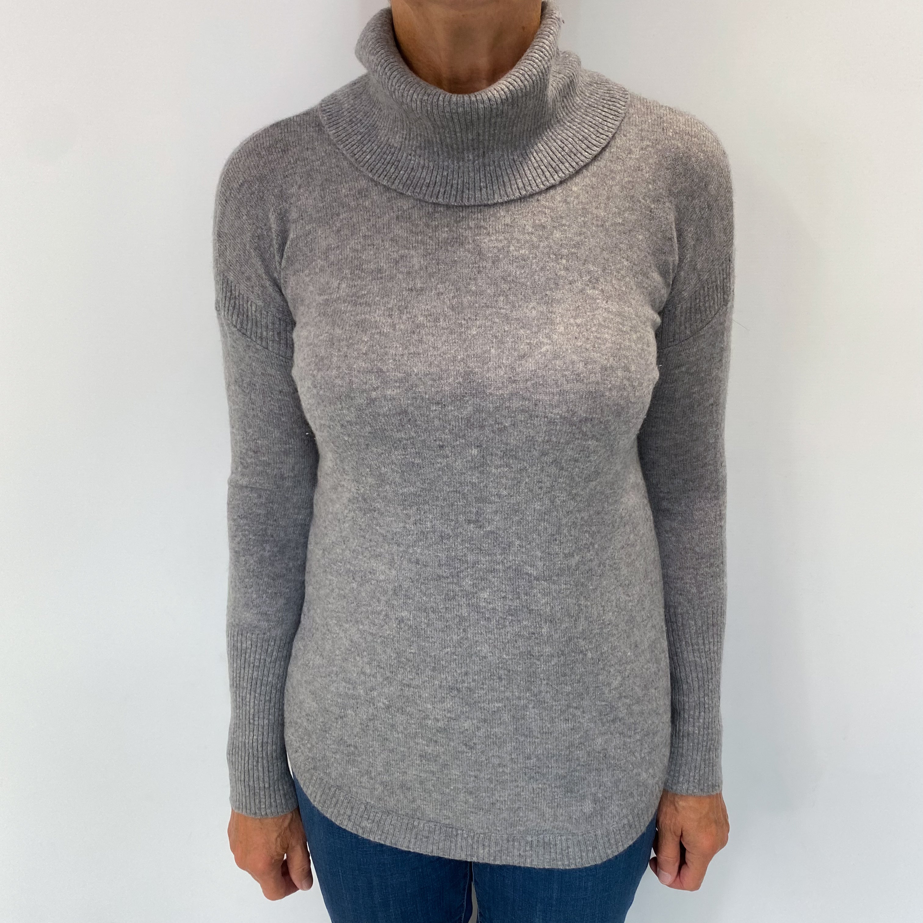 Ash Grey Cashmere Cowl Neck Jumper Medium