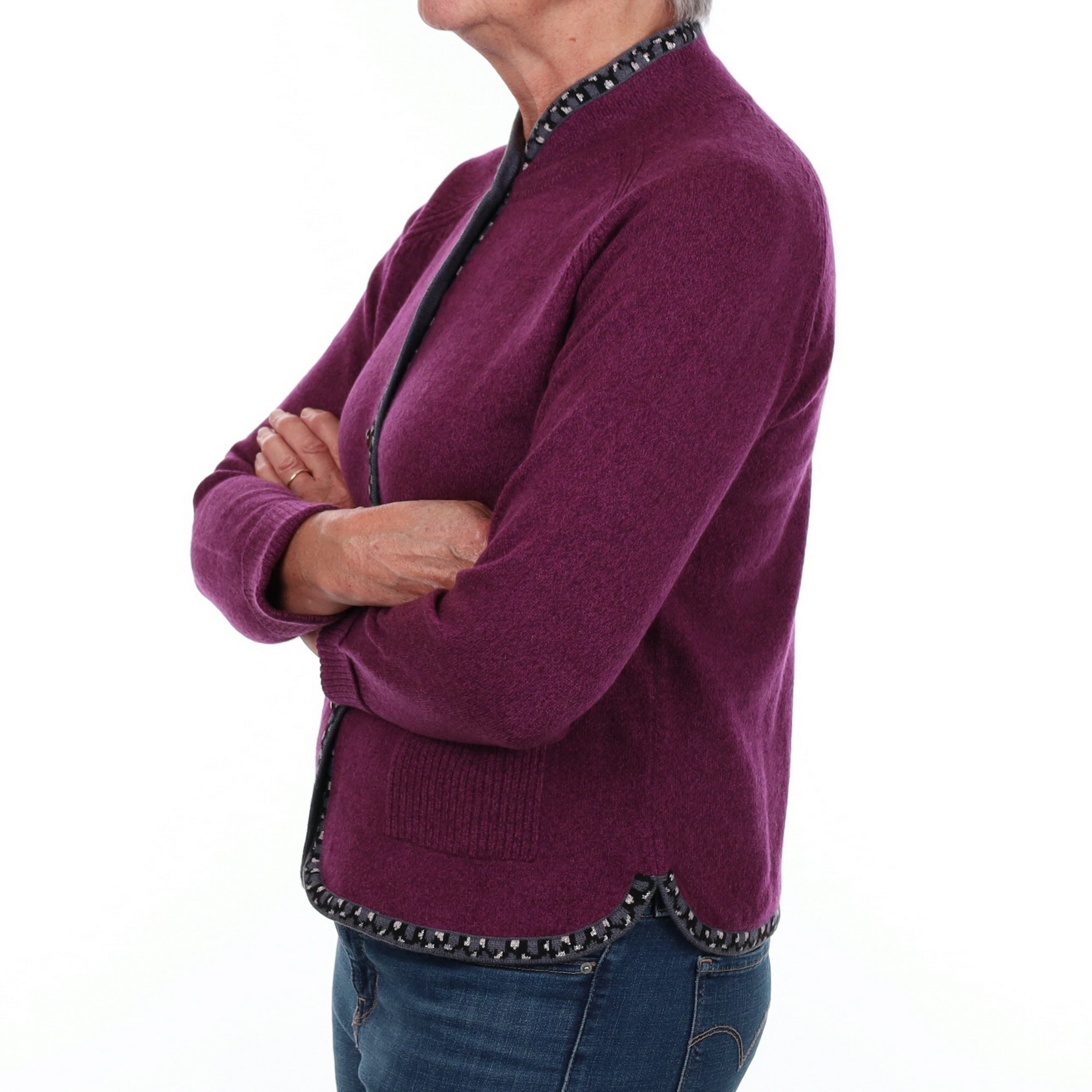 Mulberry Purple Cashmere Jacket Style Cardigan Medium