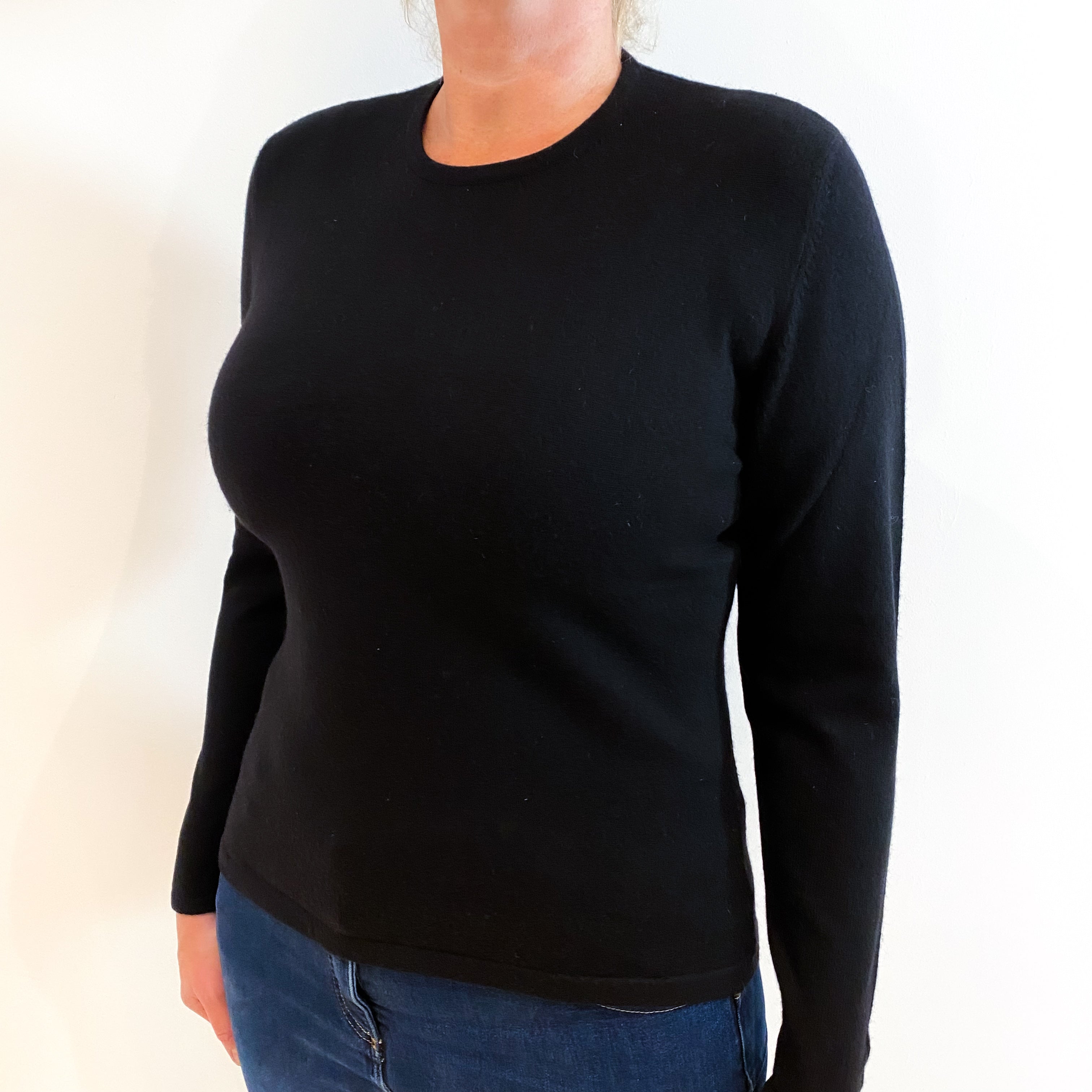 Black Cashmere Crew Neck Jumper Large