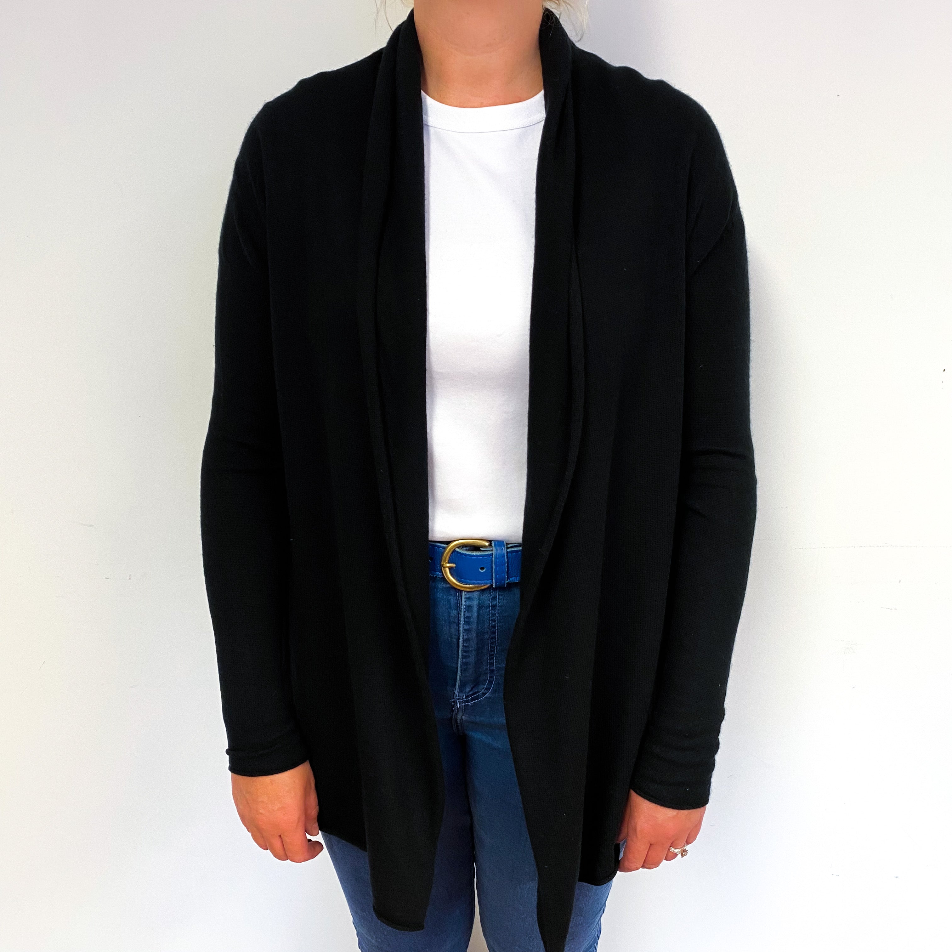 Black Cashmere Edge to Edge Cardigan Large