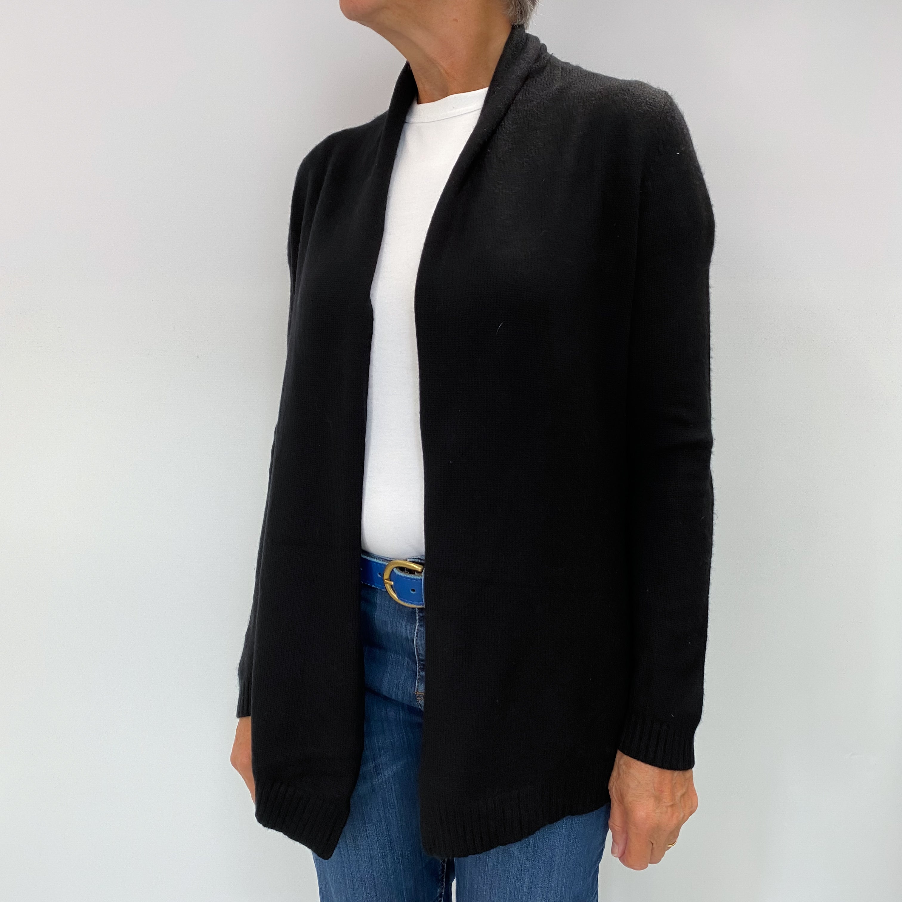 Black Cashmere Edge To Edge Cardigan Medium