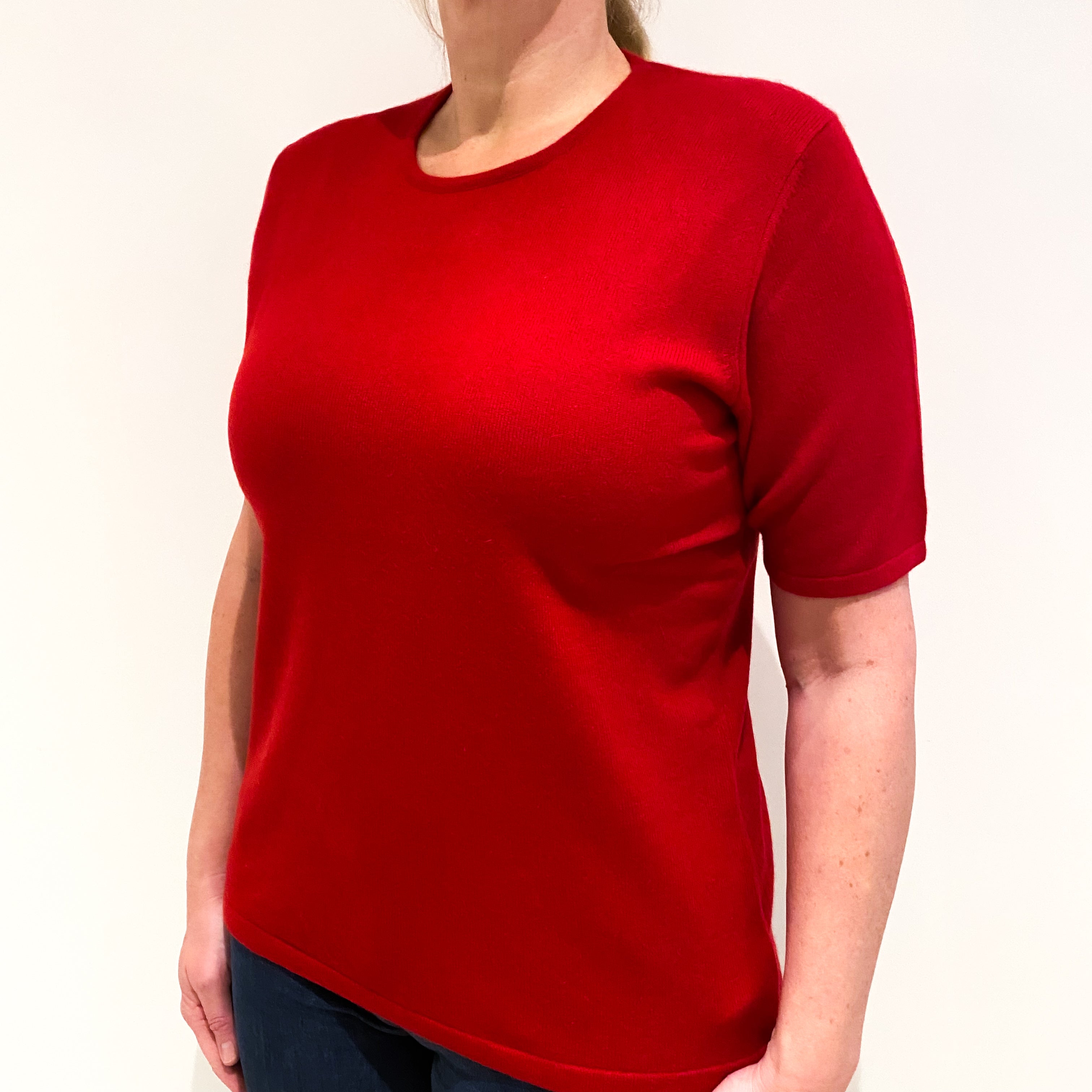 Post Box Red Short Sleeved Crew Neck Jumper Large