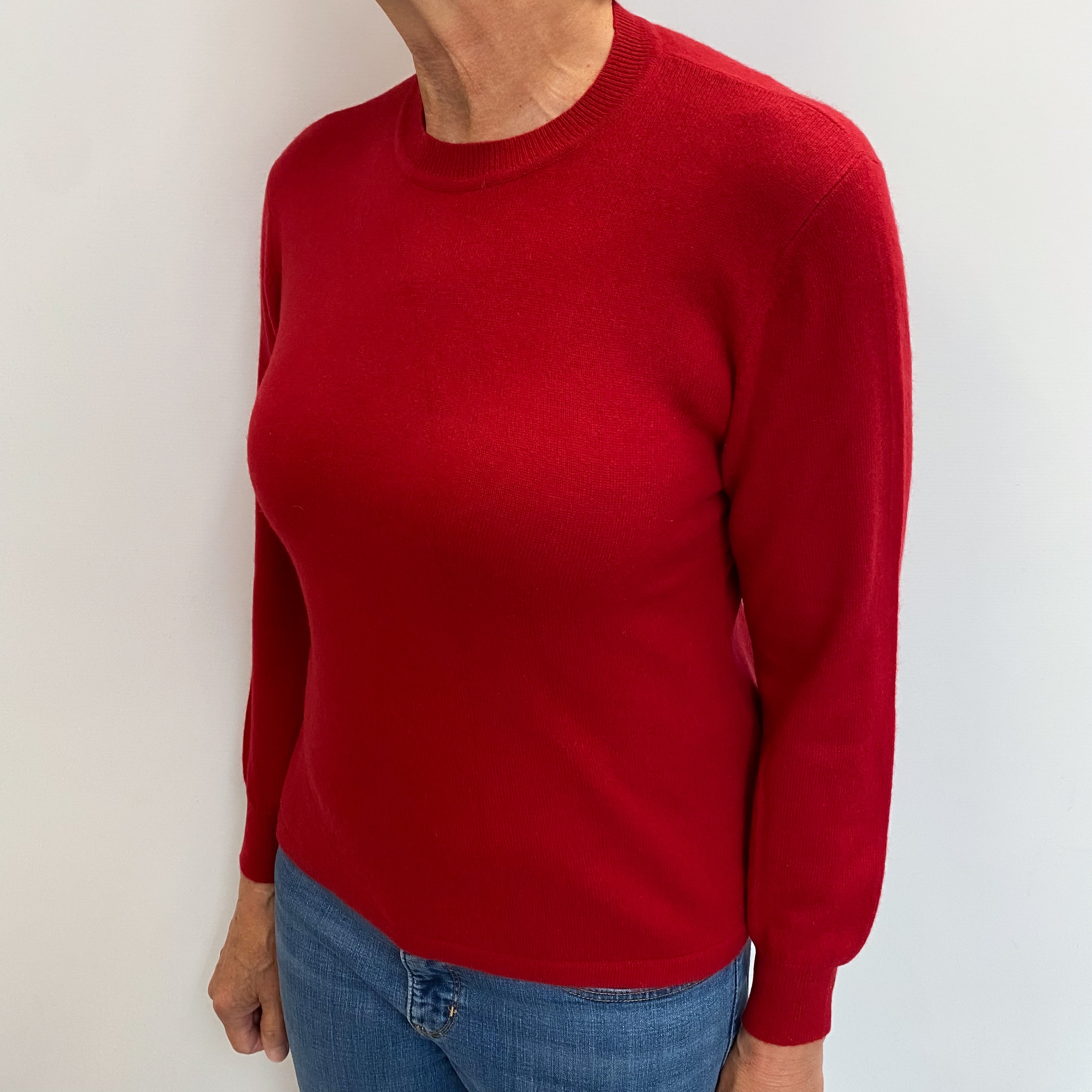 Post Box Red Cashmere Crew Neck Jumper Medium