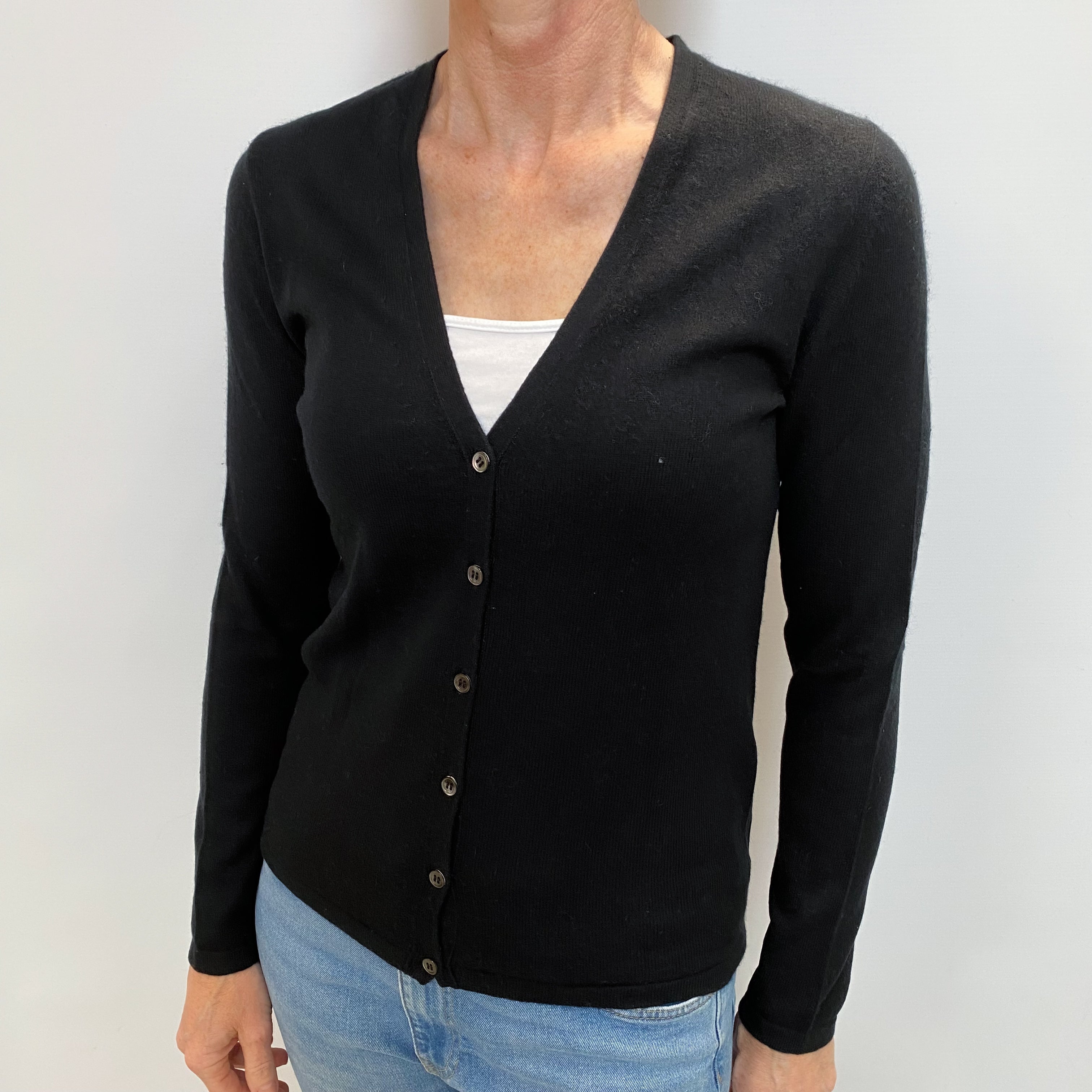 Black Cashmere V Neck Cardigan Small