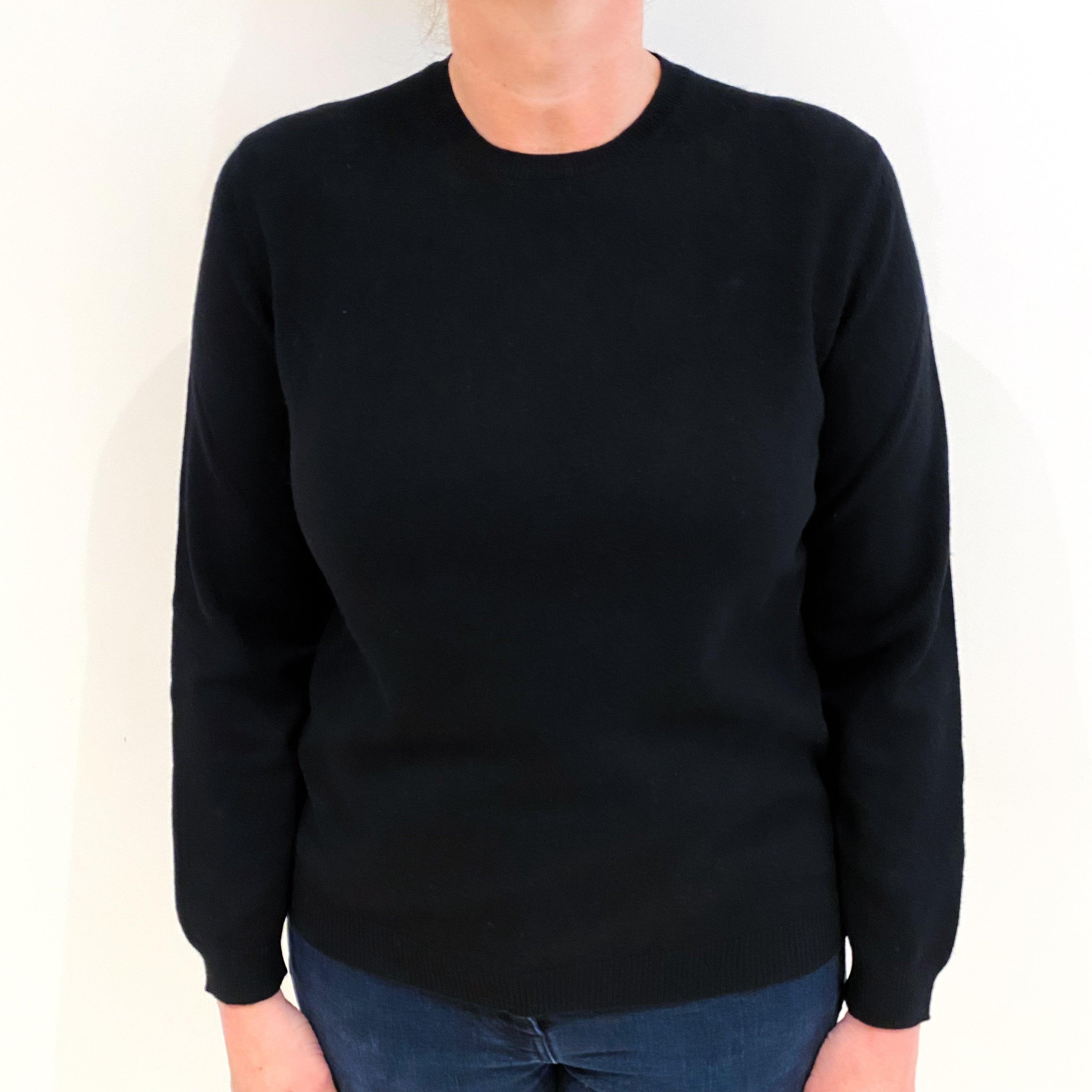Black Cashmere Crew Neck Jumper Large