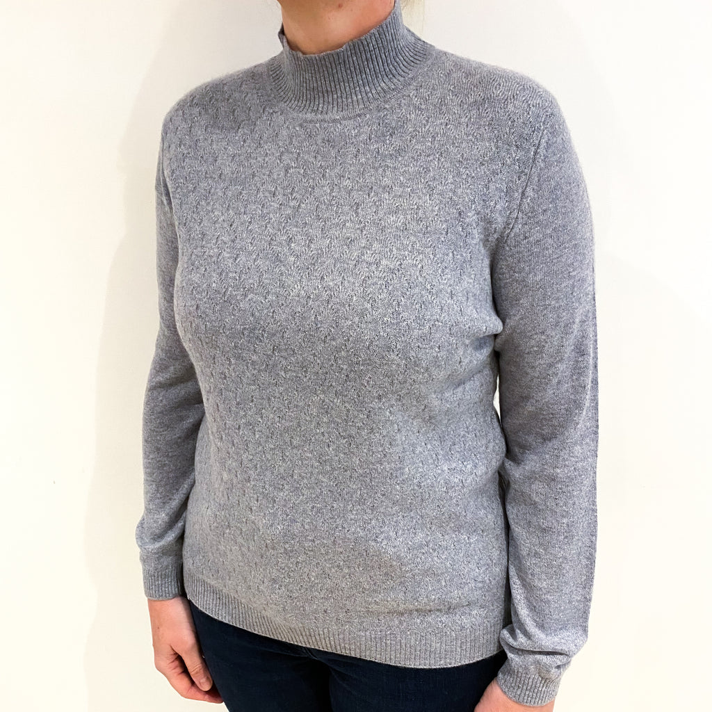 Smoke Grey Sparkly Cashmere Turtle Neck Jumper Large