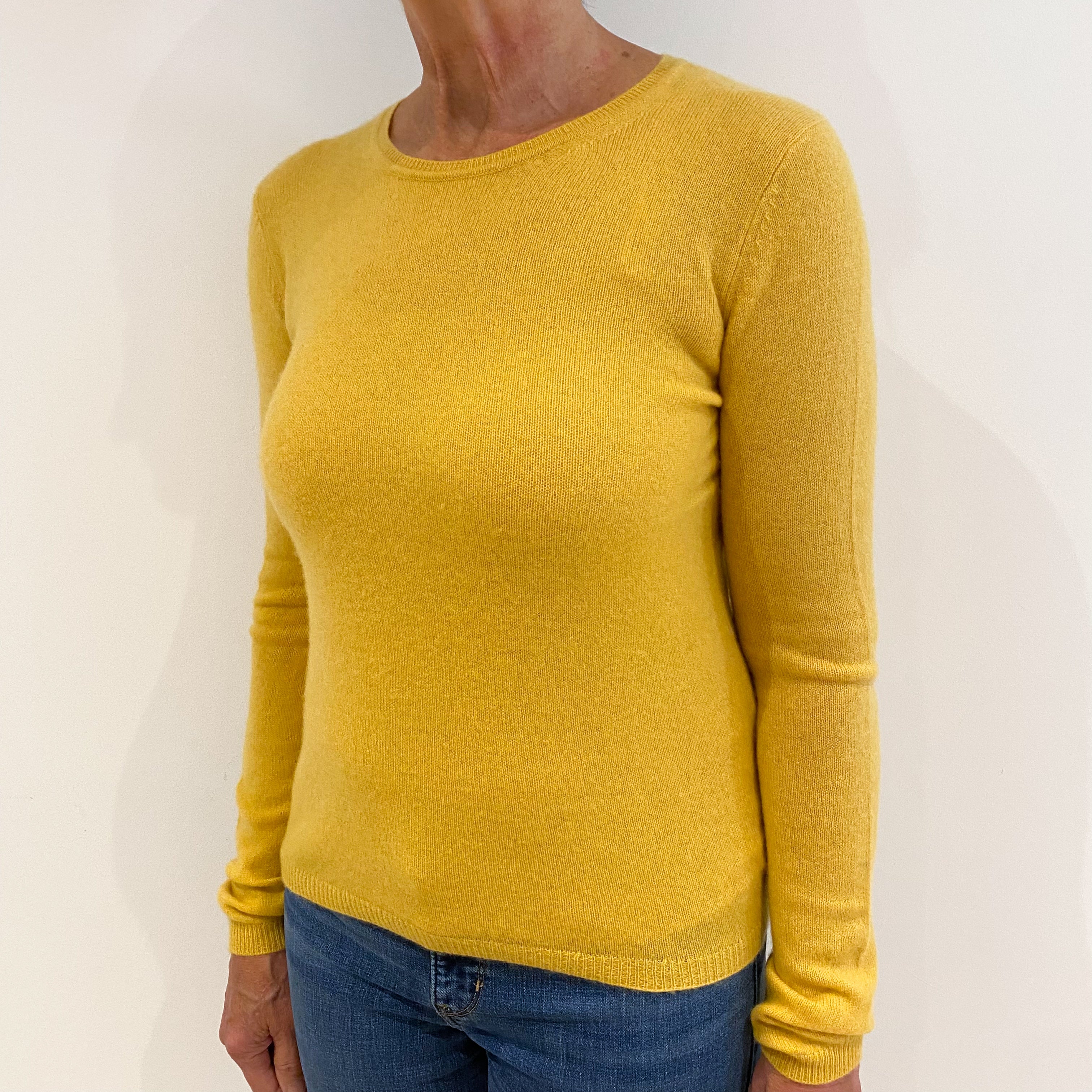 Sunflower Yellow Cashmere Crew Neck Jumper Medium