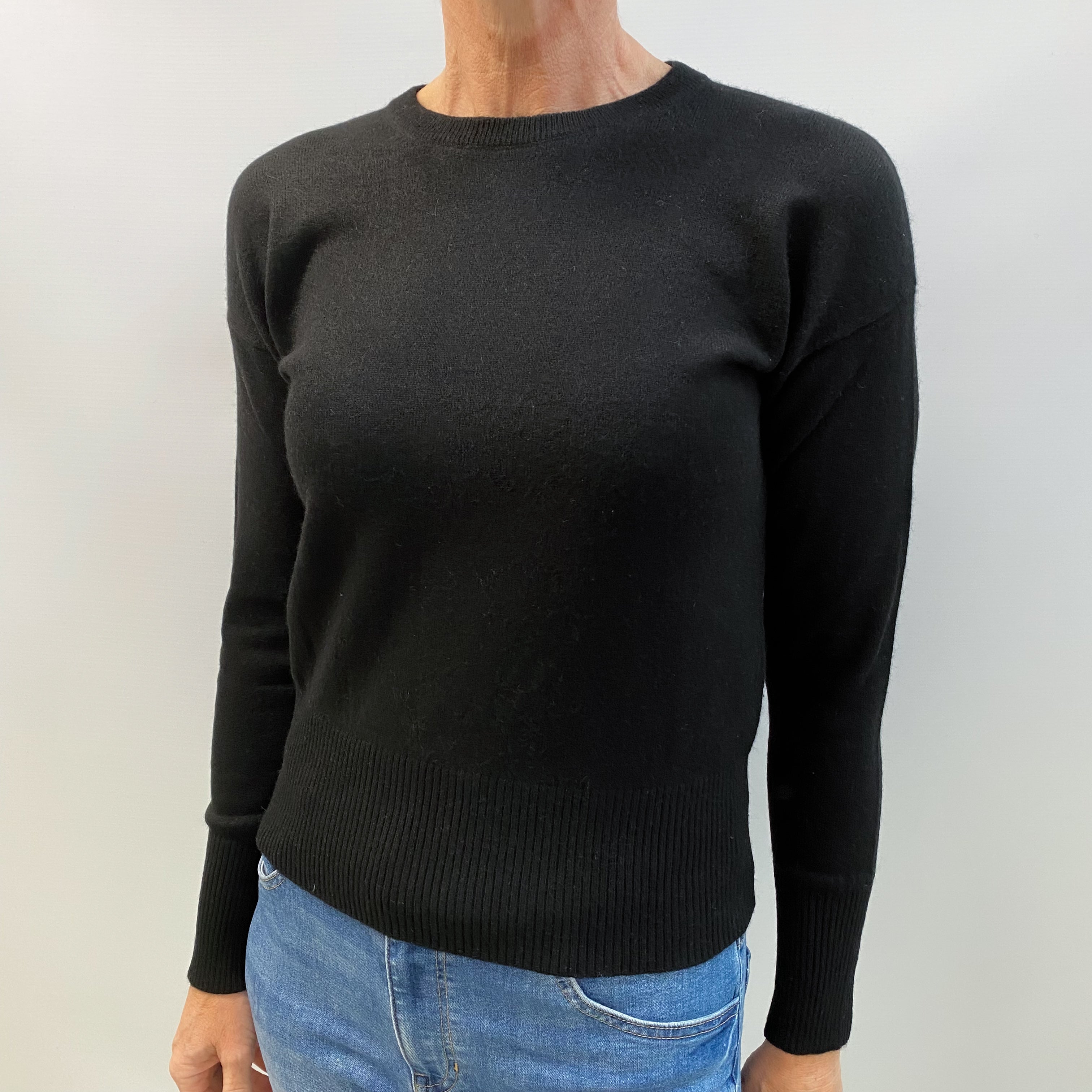 Black Cashmere Crew Neck Jumper Small