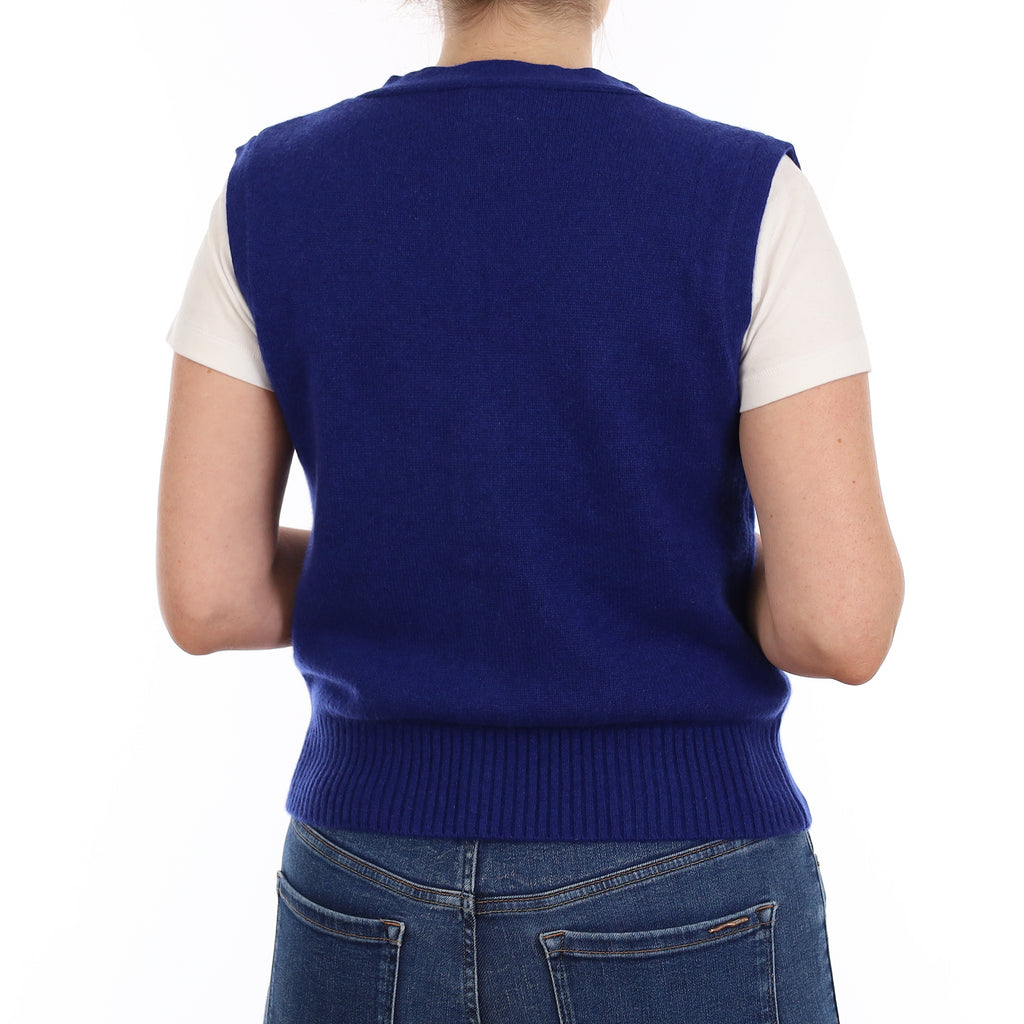 Brand New Lapis Blue Luxury Cashmere V Neck Waistcoat Small UK 8-10