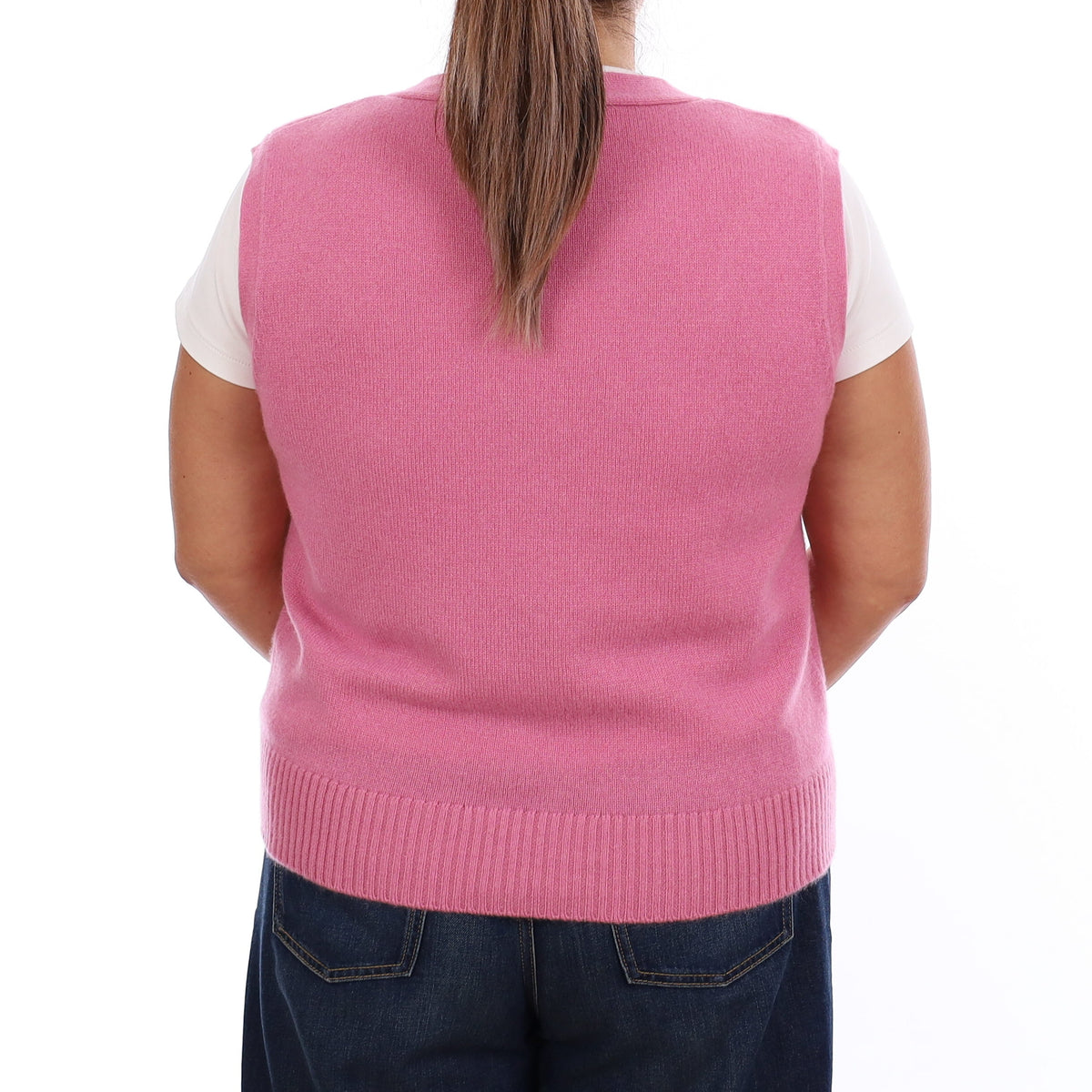 Brand New Rose Pink Luxury Cashmere V Neck Waistcoat Extra Large UK 20-22