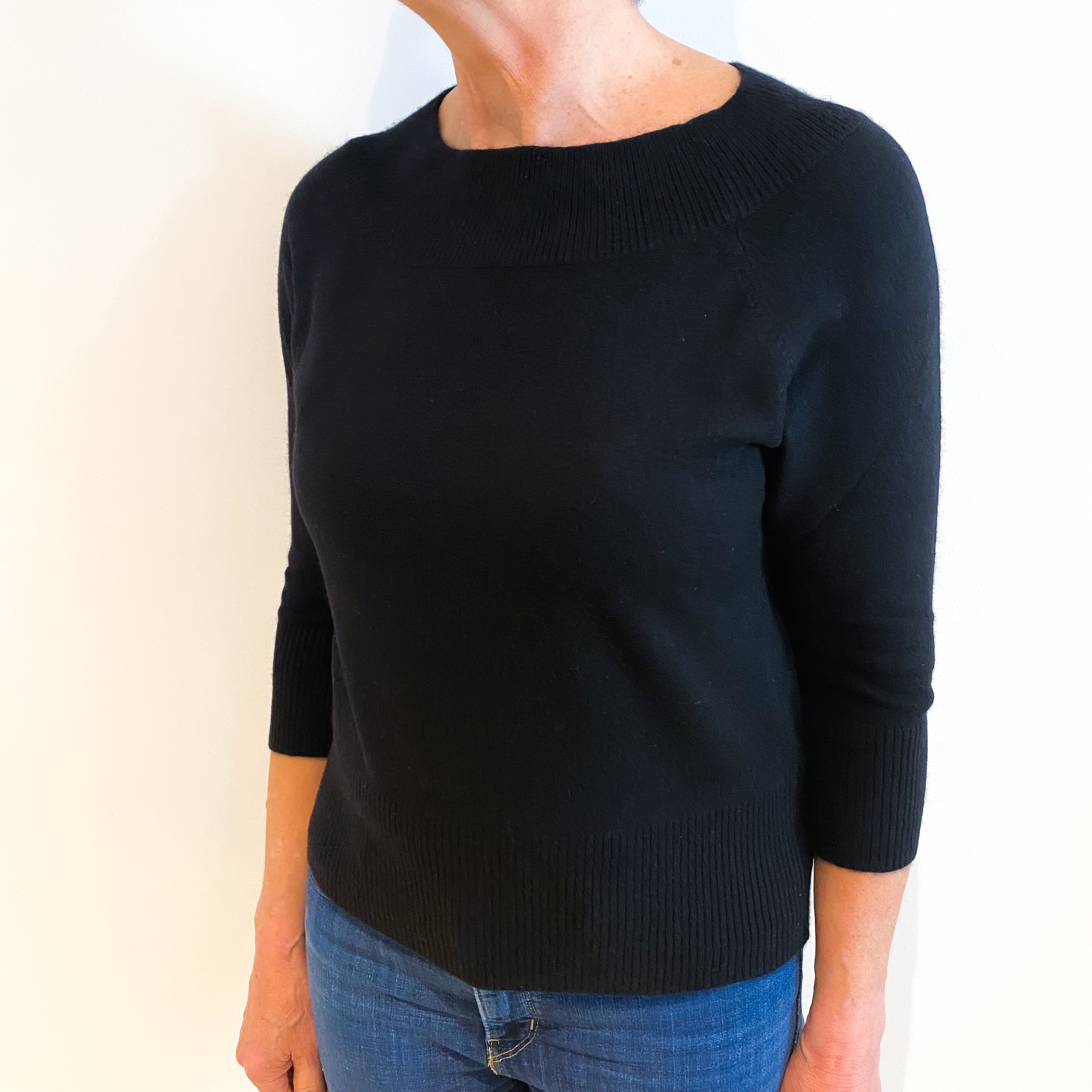 Black Cashmere Crew Neck Jumper Medium