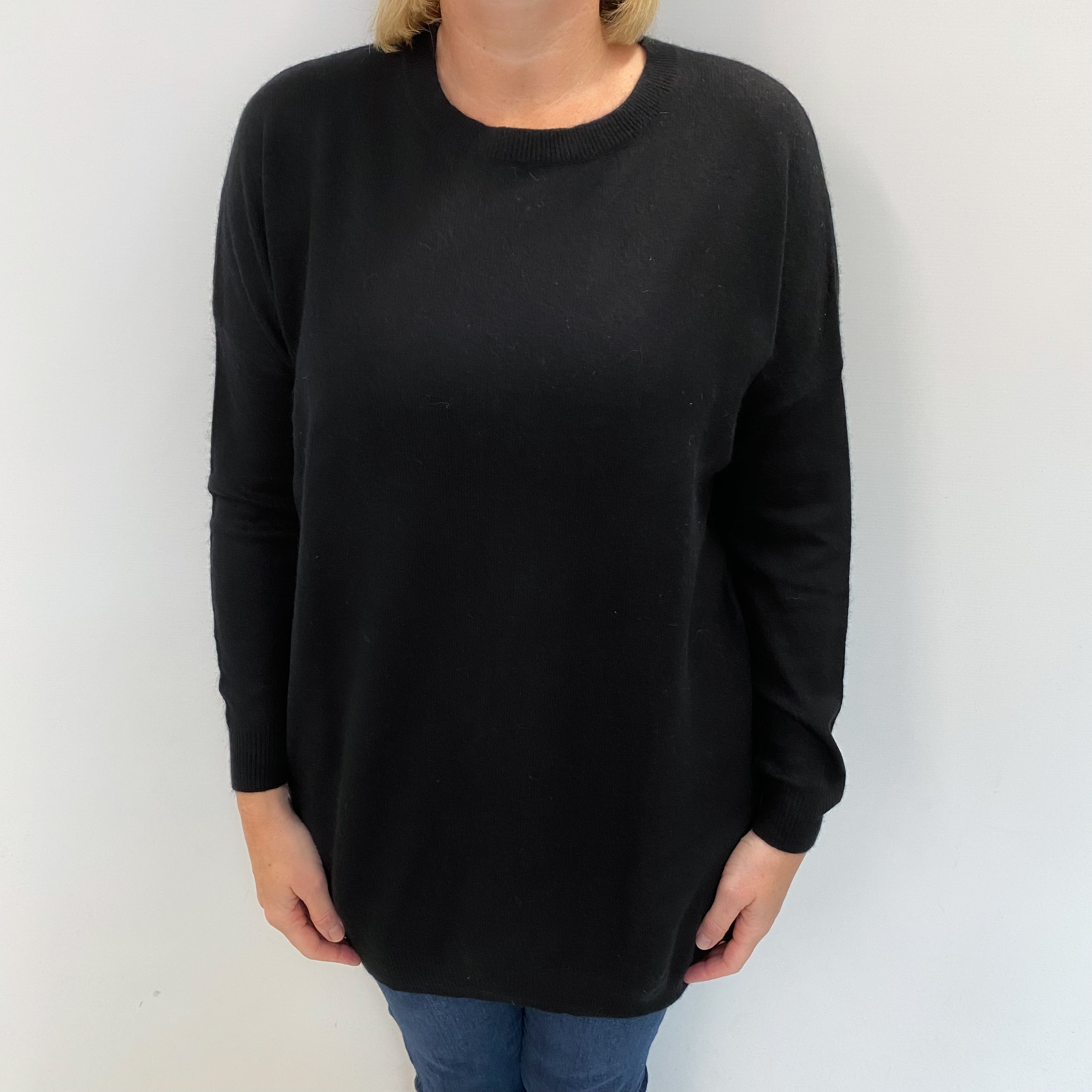 Black Cashmere Crew Neck Jumper Large