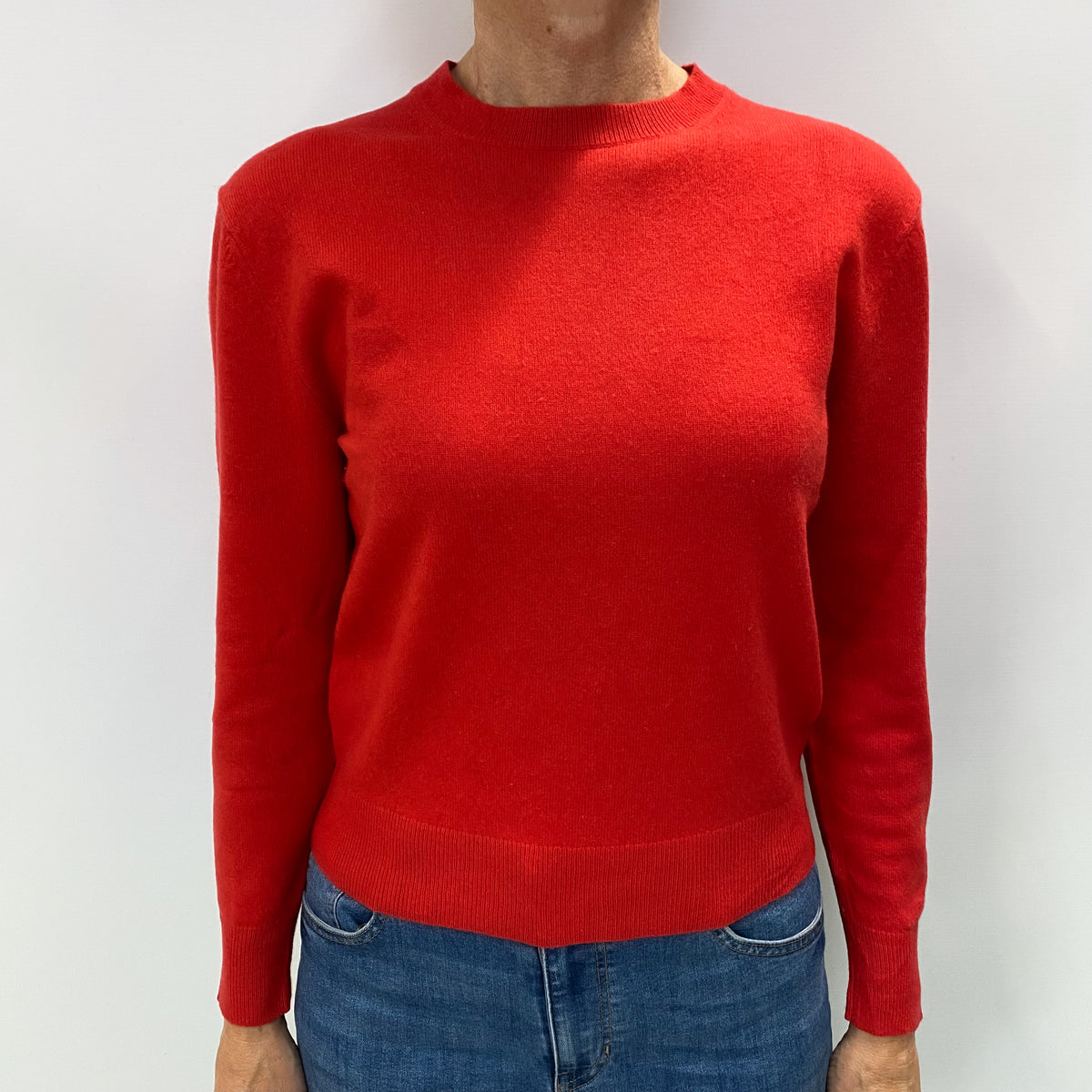 Tomato Red Cashmere Crew Neck Jumper Small