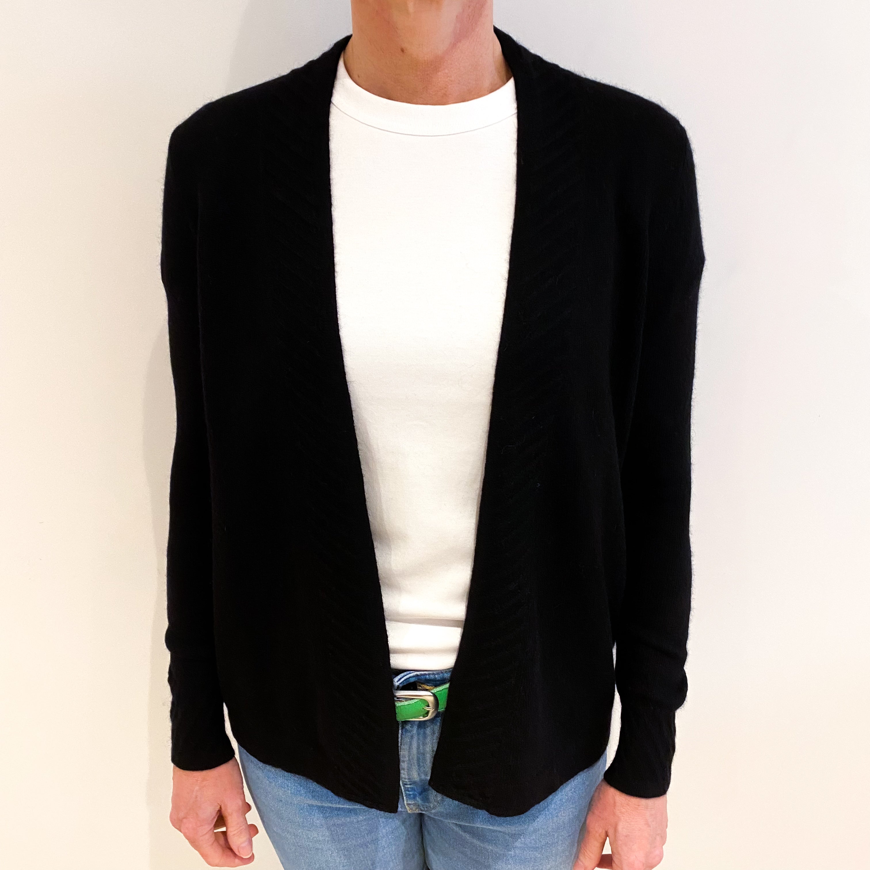Black Cashmere Edge To Edge Cardigan Small