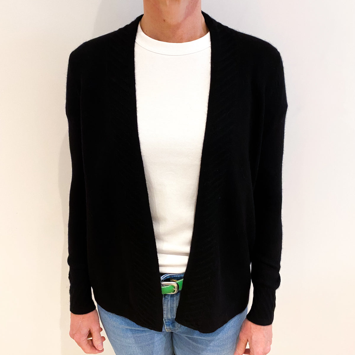 Black Cashmere Edge To Edge Cardigan Small