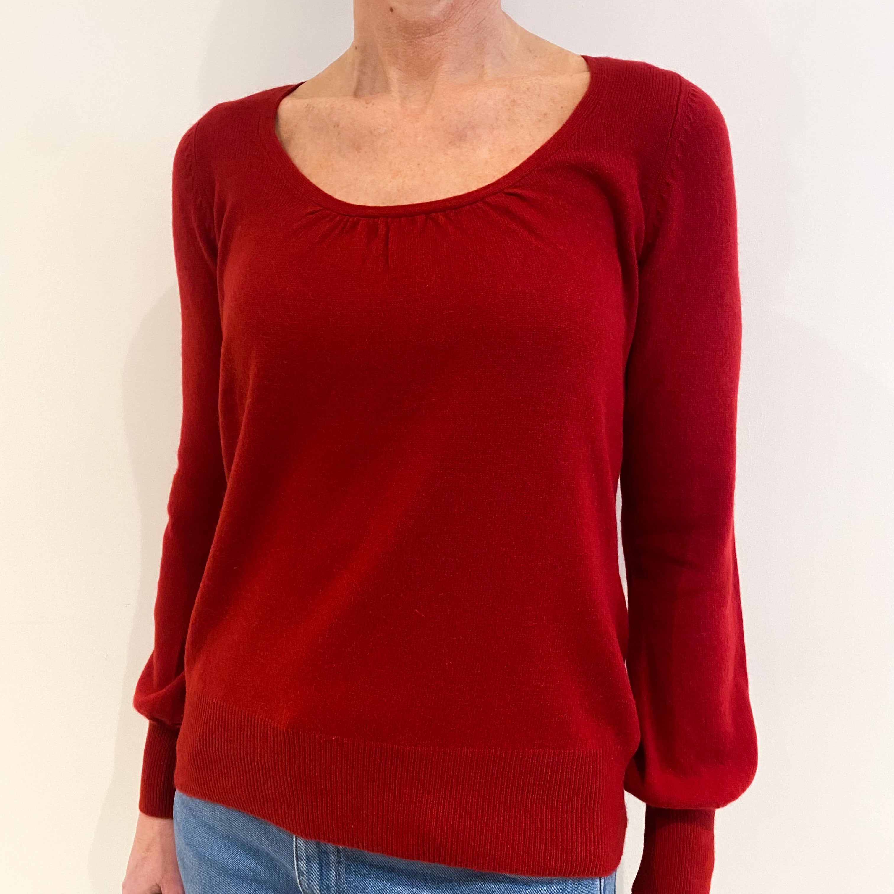 Post Box Red Cashmere Scoop Neck Jumper Small