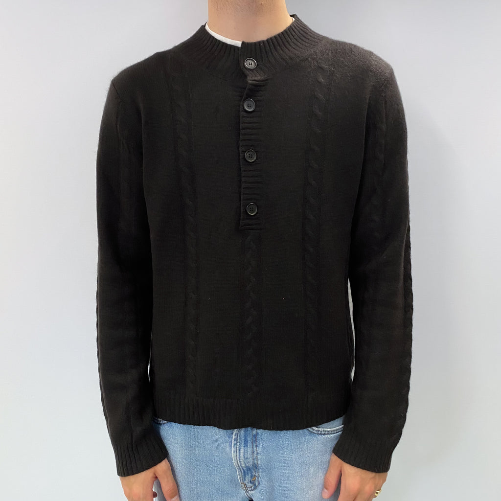 Men's Peppercorn Brown Cashmere Turtle Neck Jumper Large