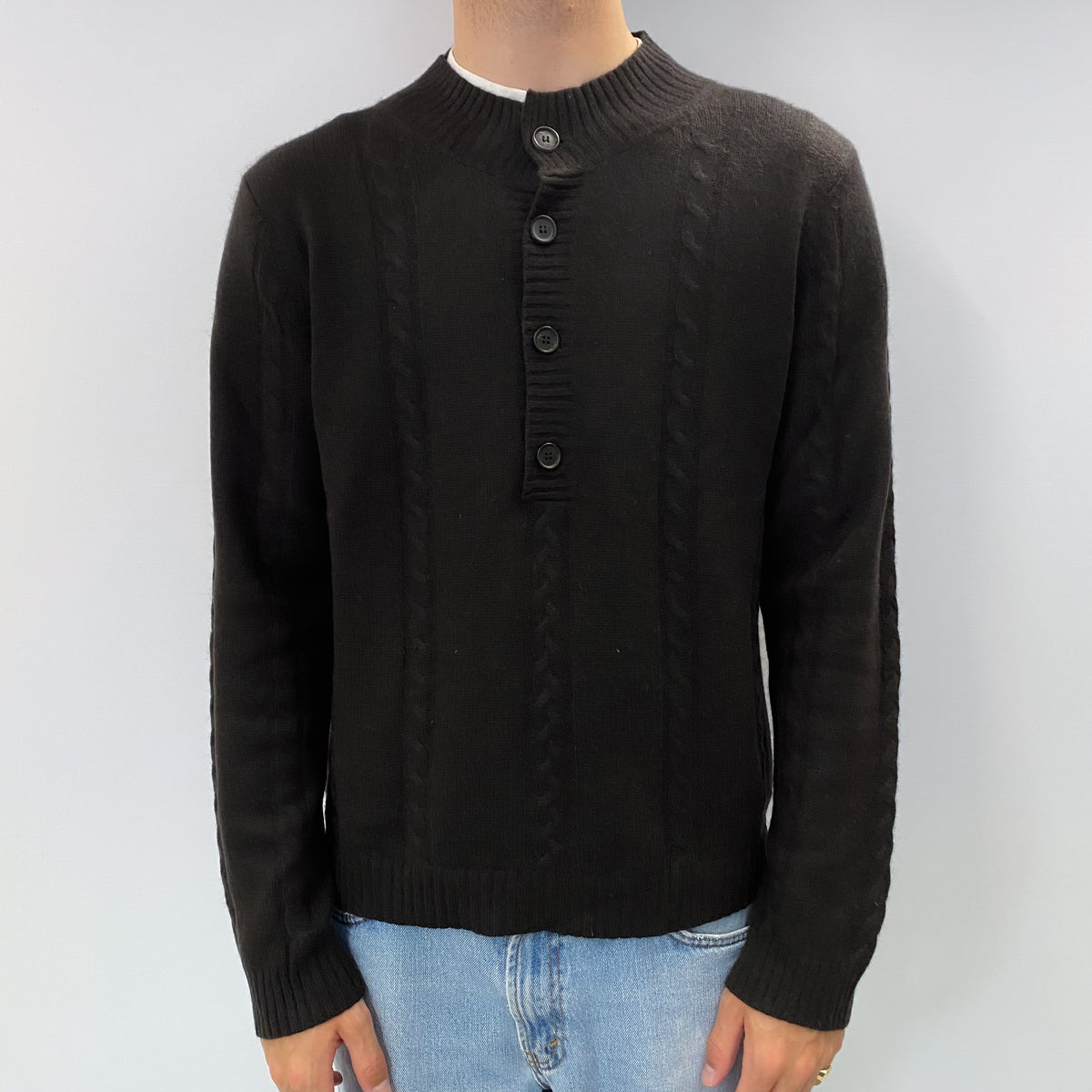 Men's Peppercorn Brown Cashmere Turtle Neck Jumper Large