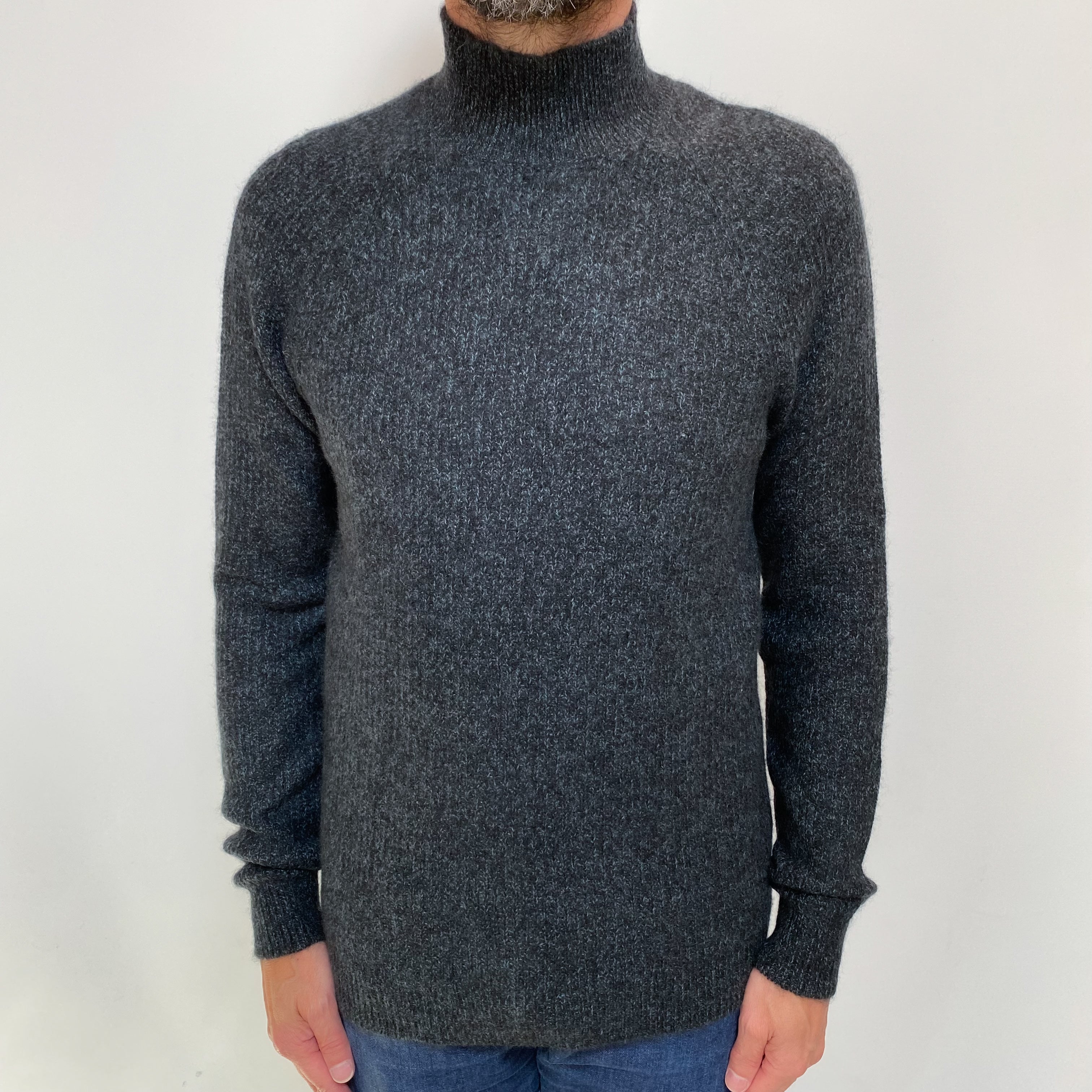 Men's Vince Grey Marl Cashmere Turtle Neck Jumper Small