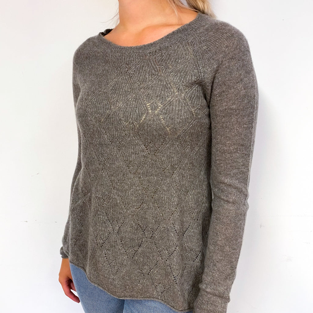 Slate Grey Cashmere Crew Neck Jumper Small