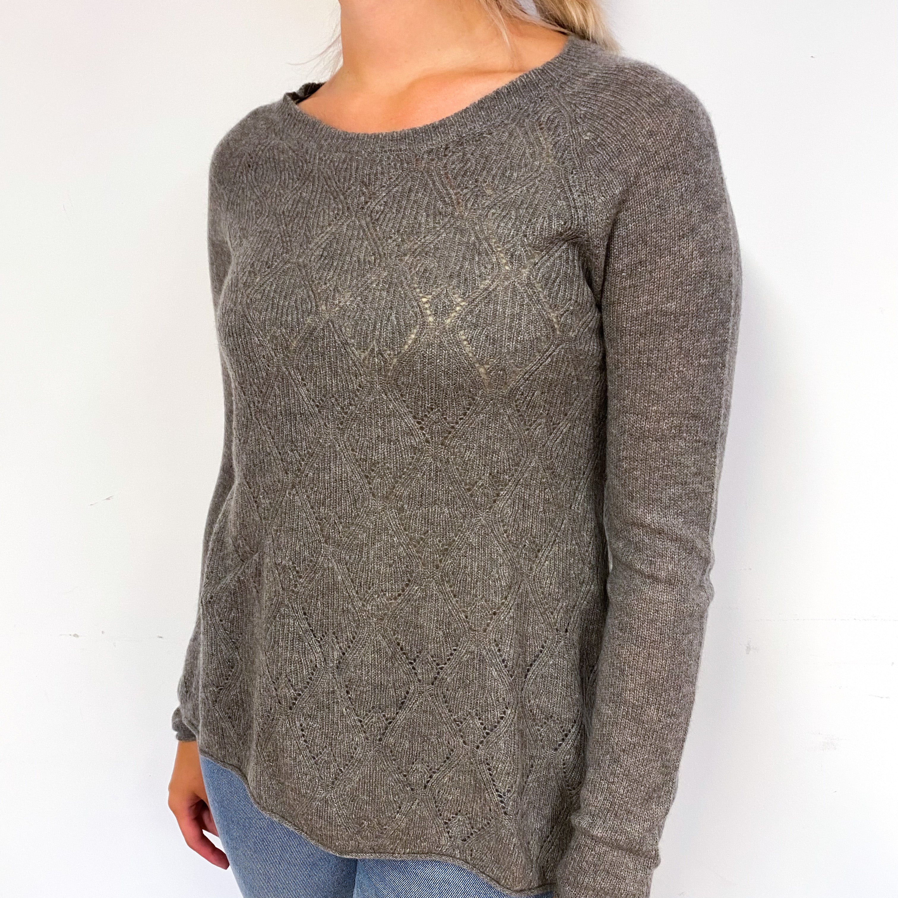 Slate Grey Cashmere Crew Neck Jumper Small