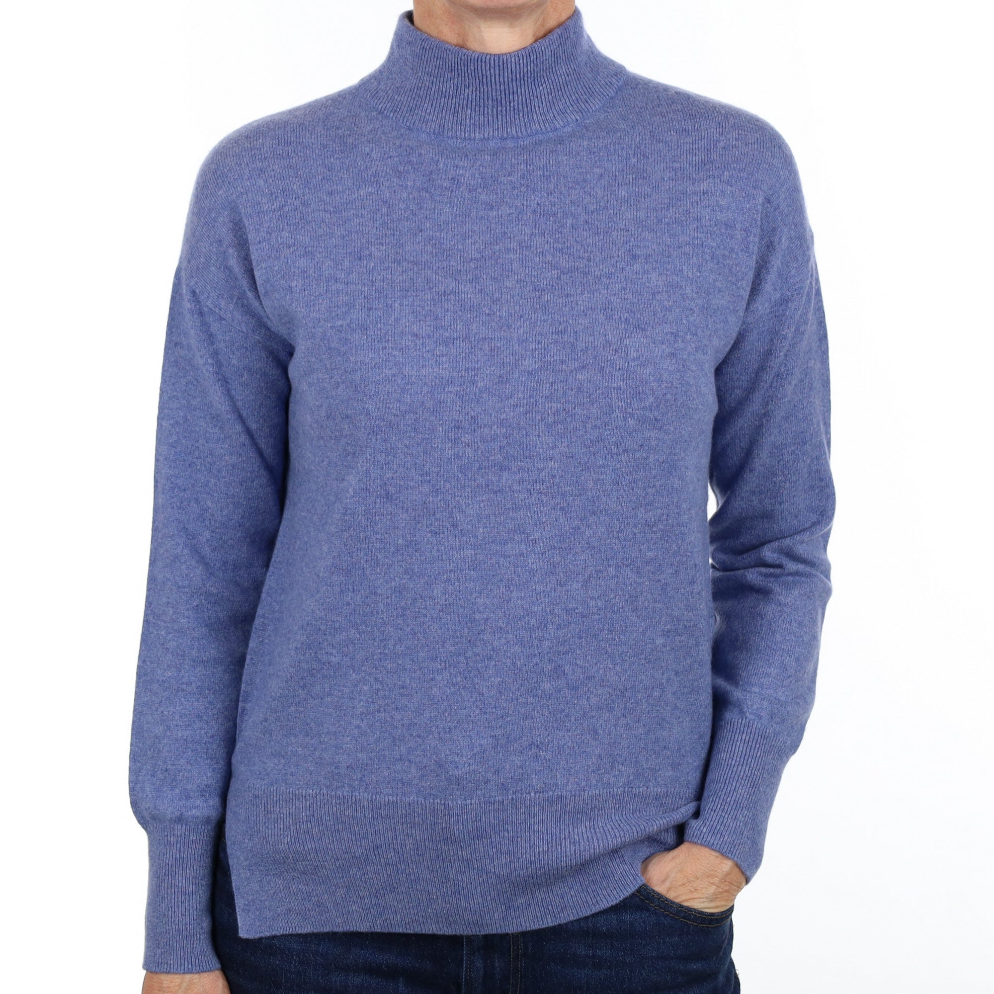 Denim Blue Cashmere Turtle Neck Jumper Small