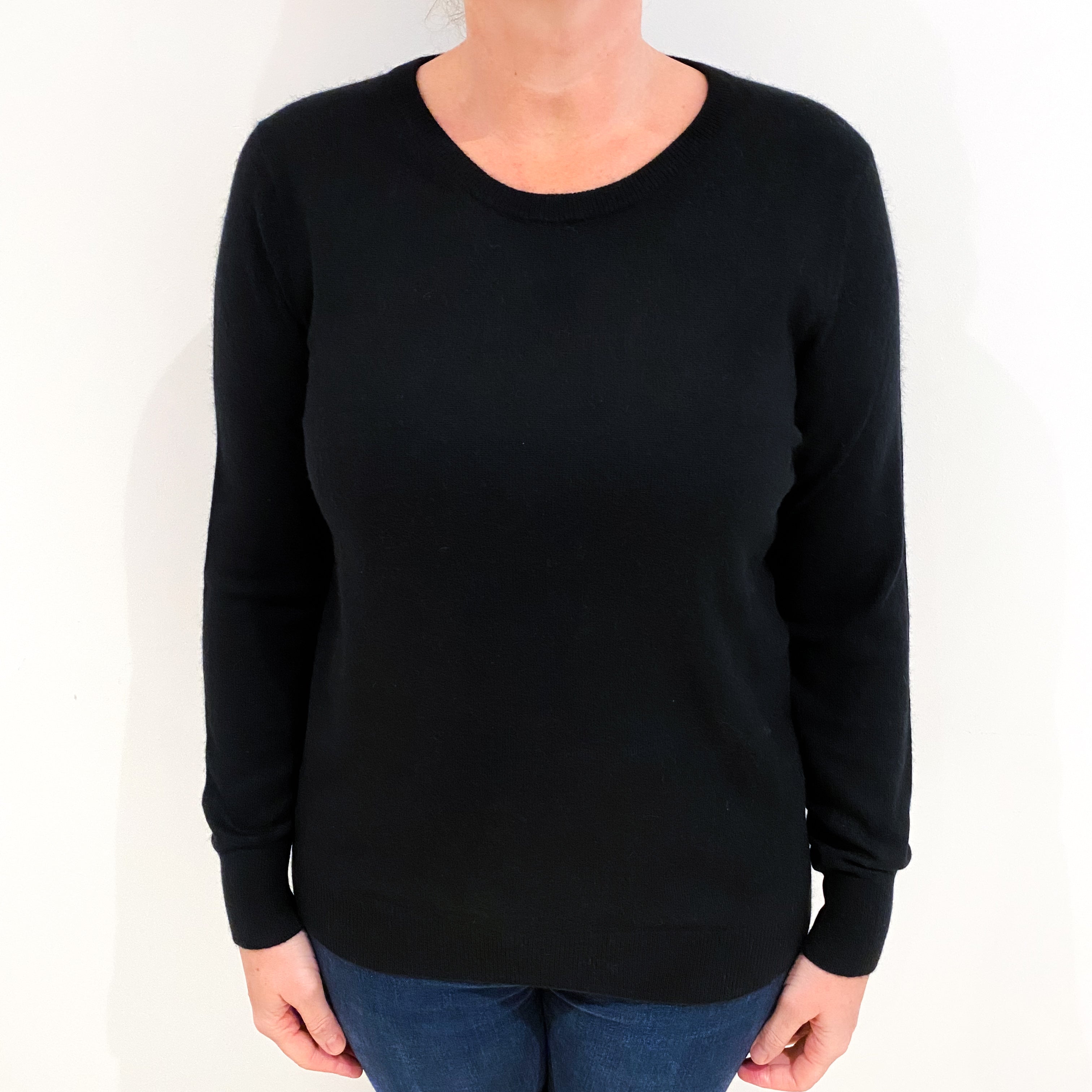 Black Cashmere Crew Neck Jumper Large