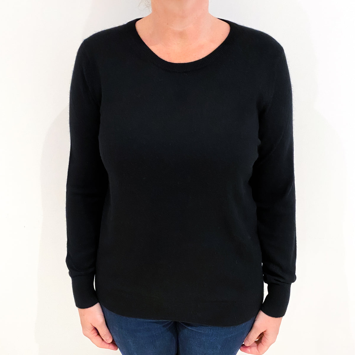 Black Cashmere Crew Neck Jumper Large