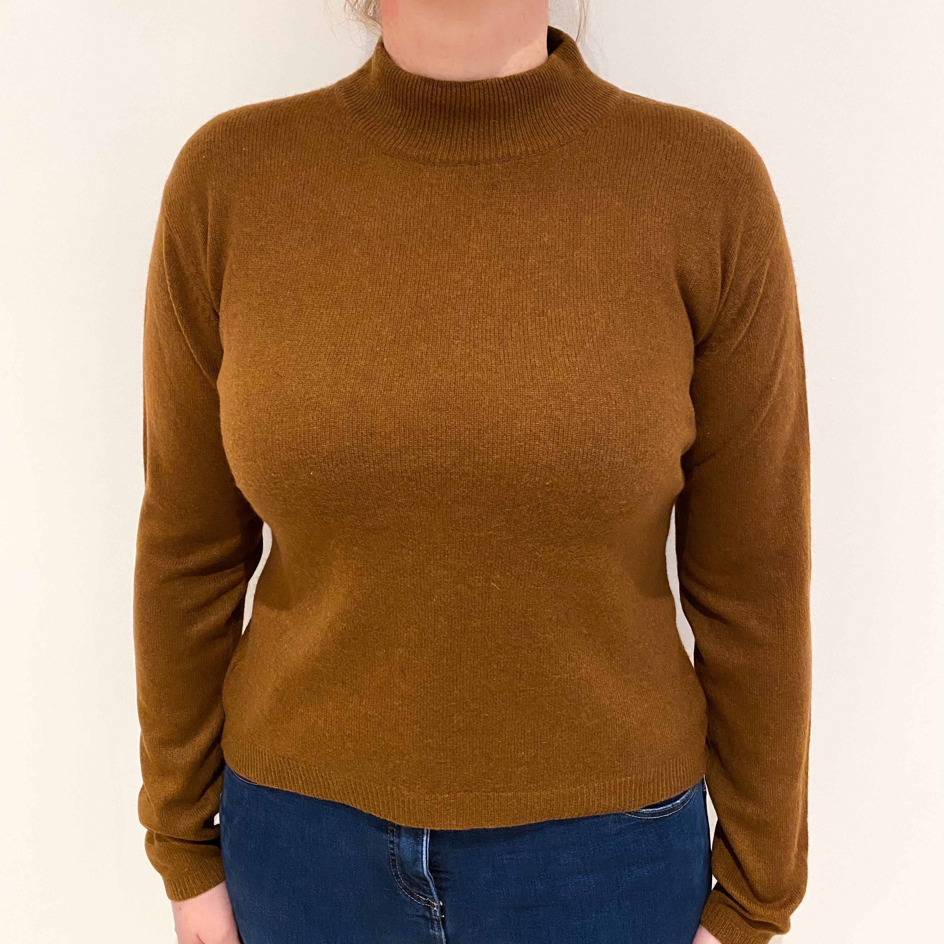 Cinnamon Brown Cashmere Turtle Neck Jumper Large