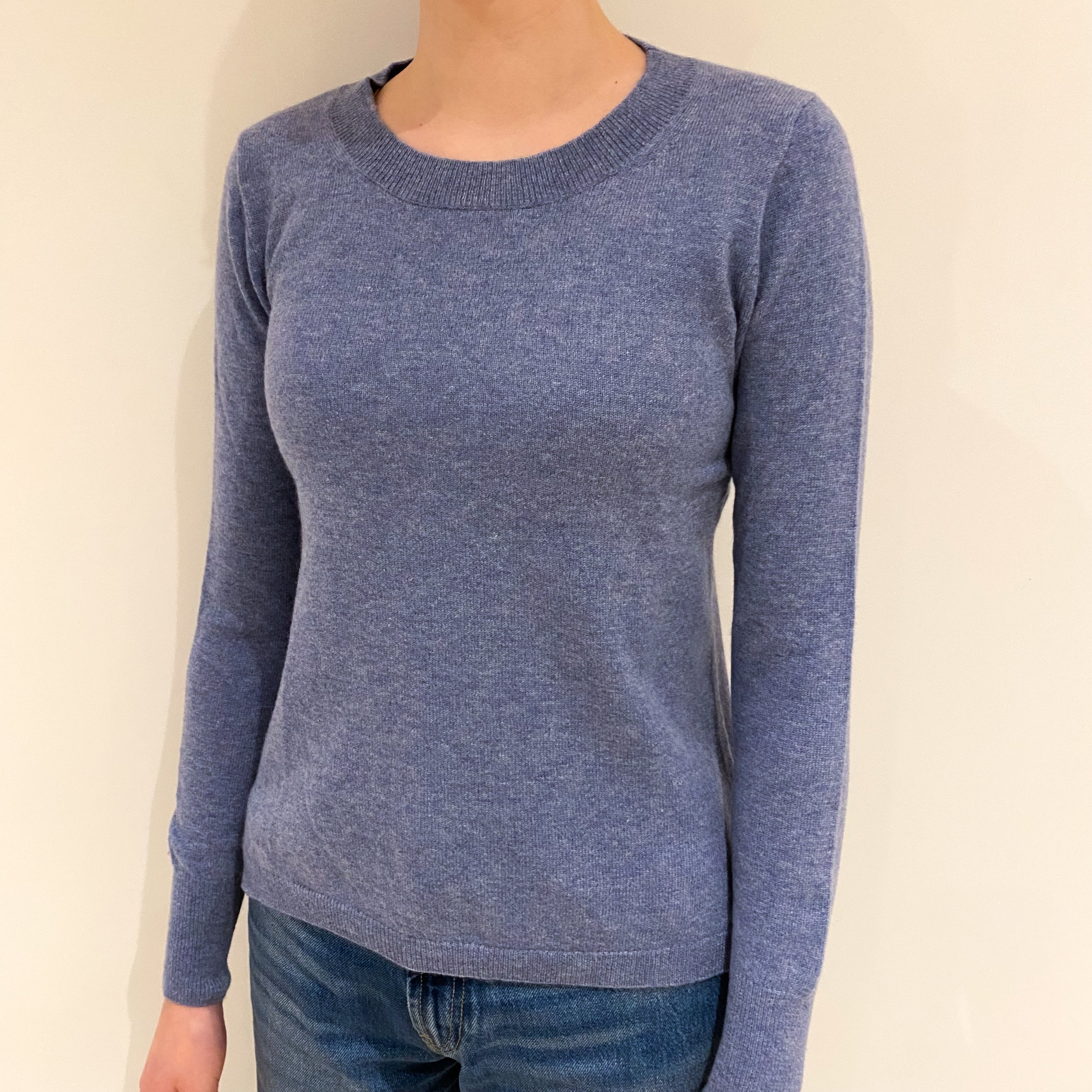 Denim Blue Cashmere Crew Neck Jumper Extra Small