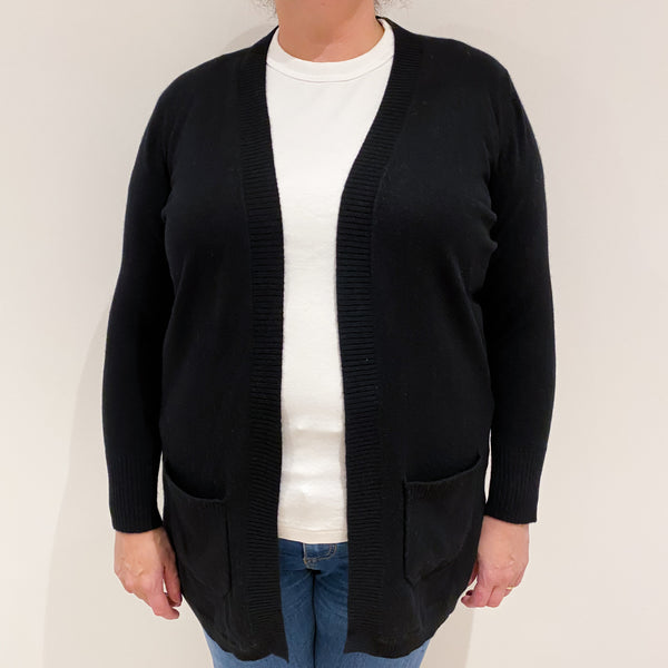 Black Cashmere Edge To Edge Cardigan Extra Large