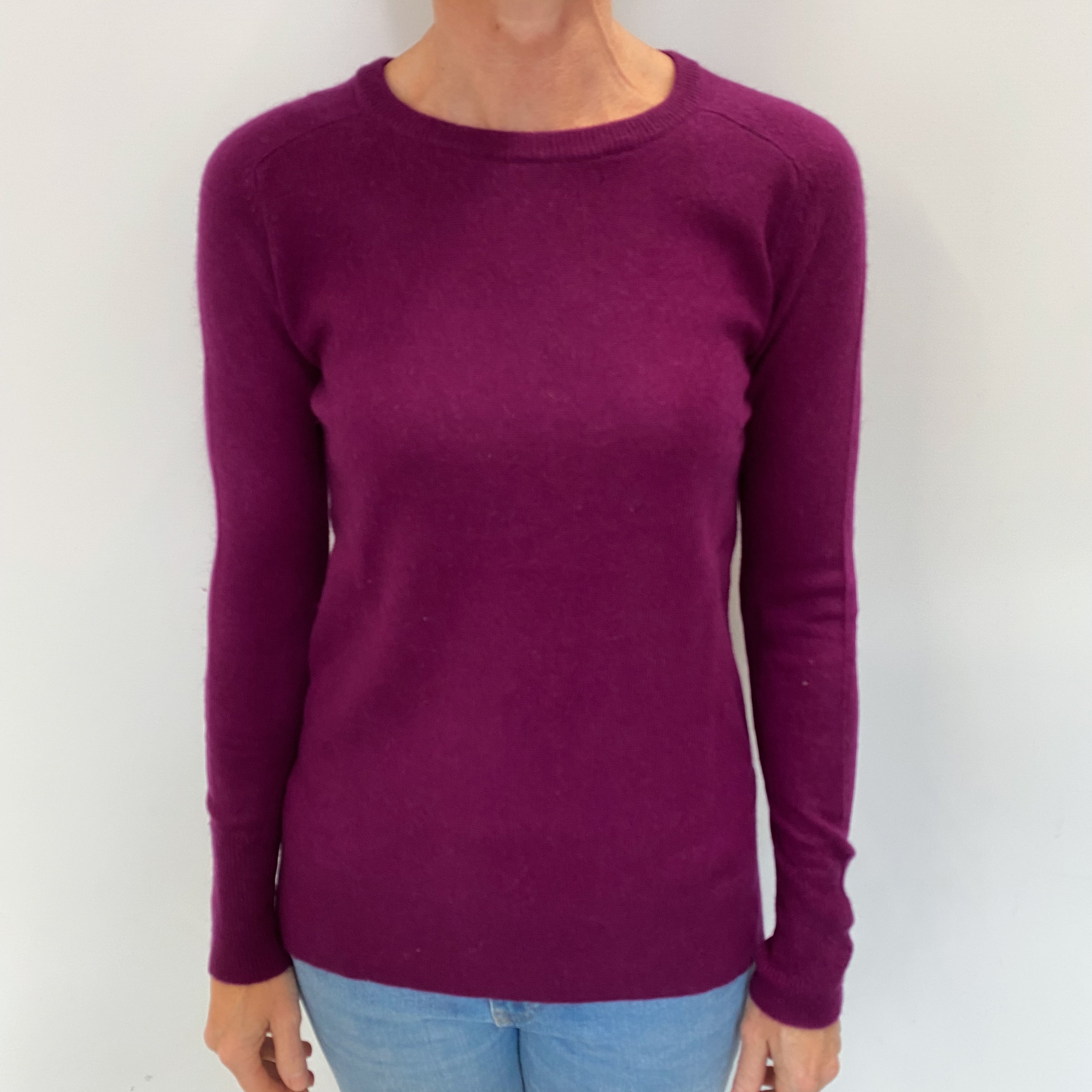 Fig Purple Cashmere Crew Neck Jumper Small