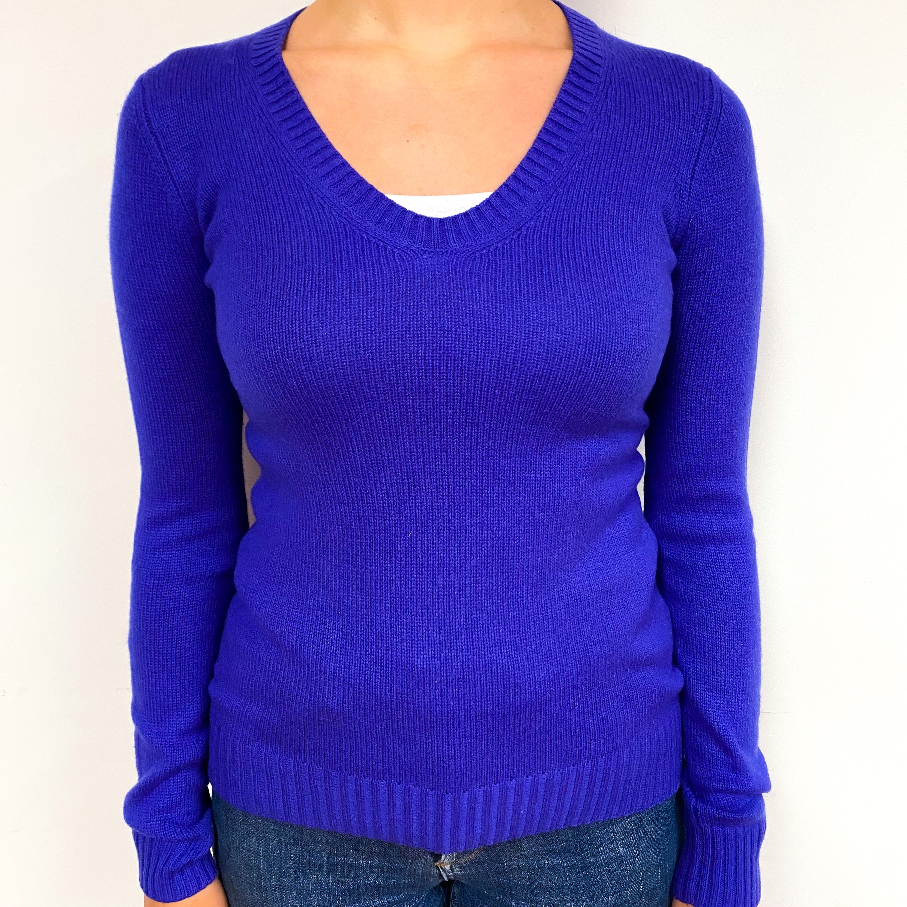 Electric Purple Cashmere V-Neck Jumper Small