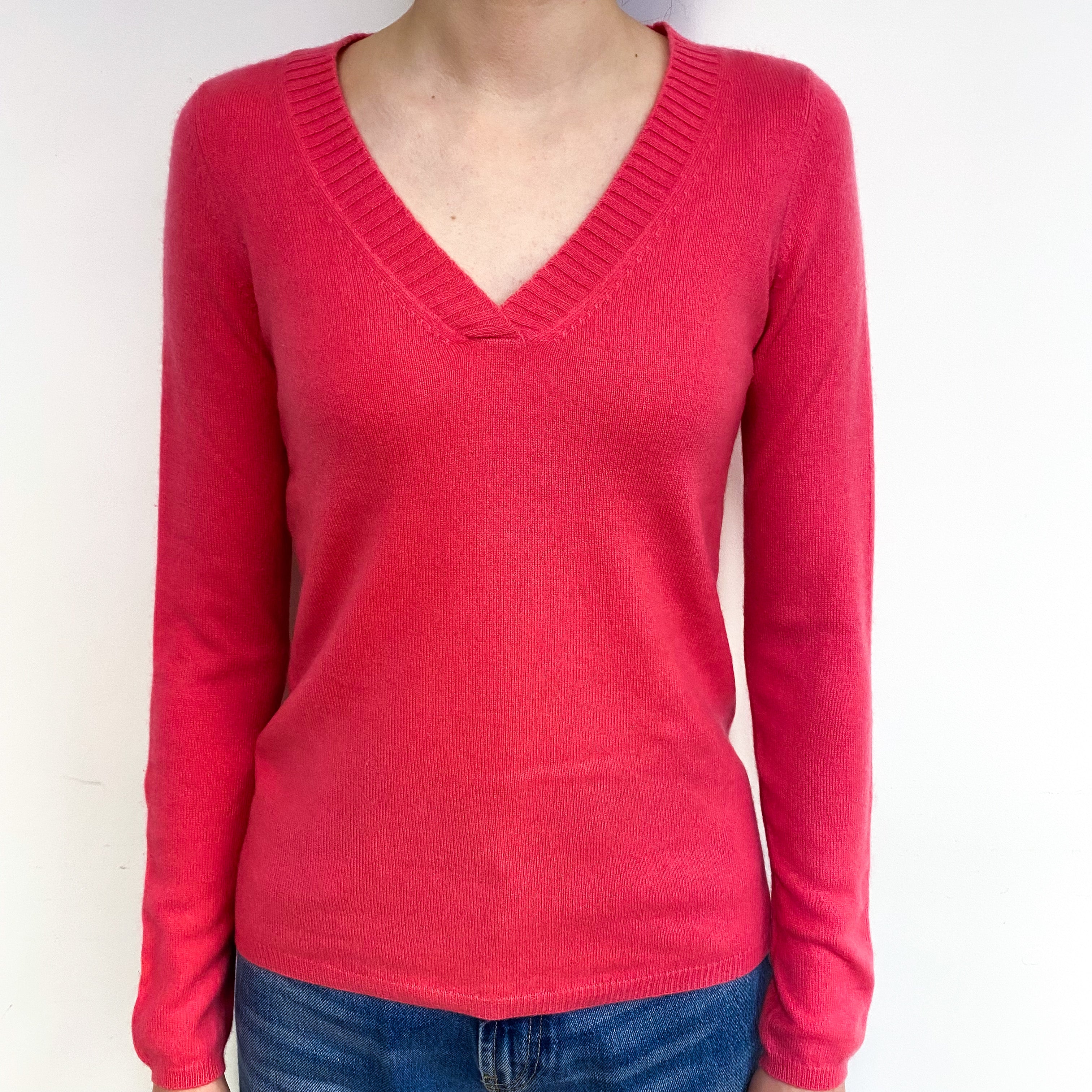 Loganberry Pink Cashmere V-Neck Jumper Extra Extra Small