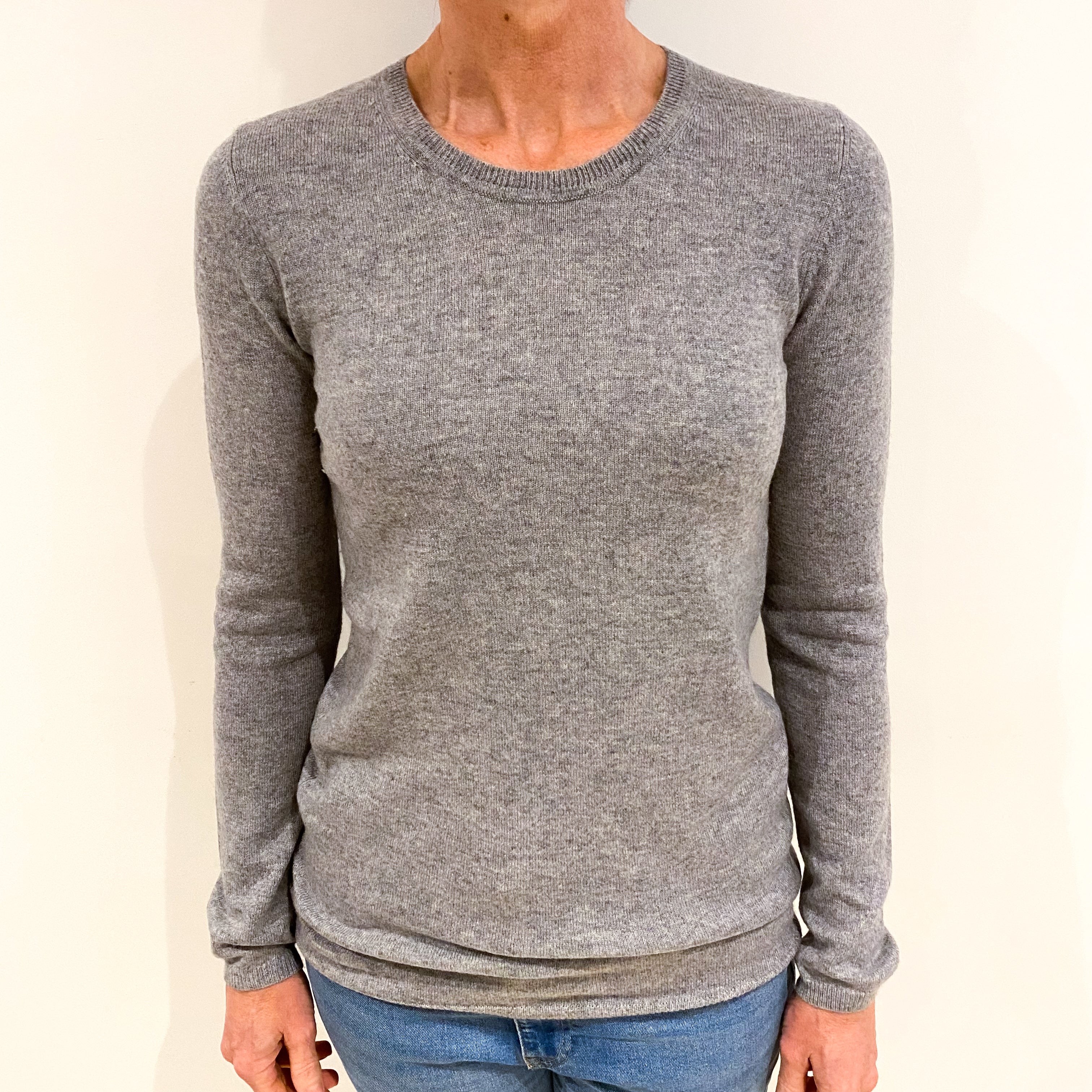 Smoke Grey Cashmere Crew Neck Jumper Small