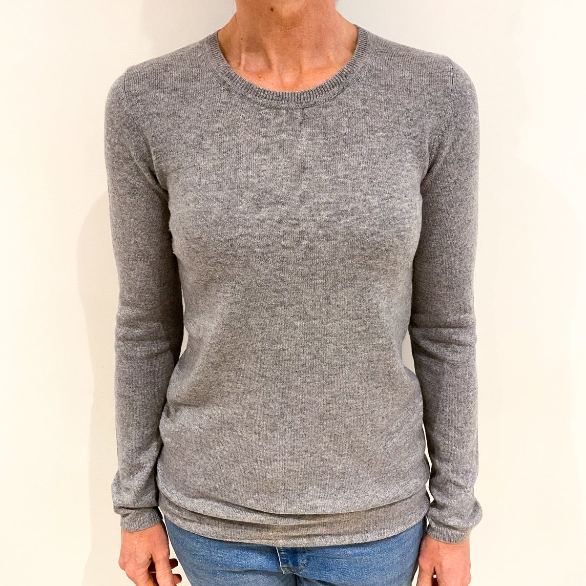 Smoke Grey Cashmere Crew Neck Jumper Small