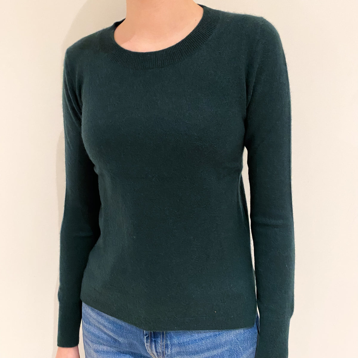 Bottle Green Cashmere Crew Neck Jumper Extra Small