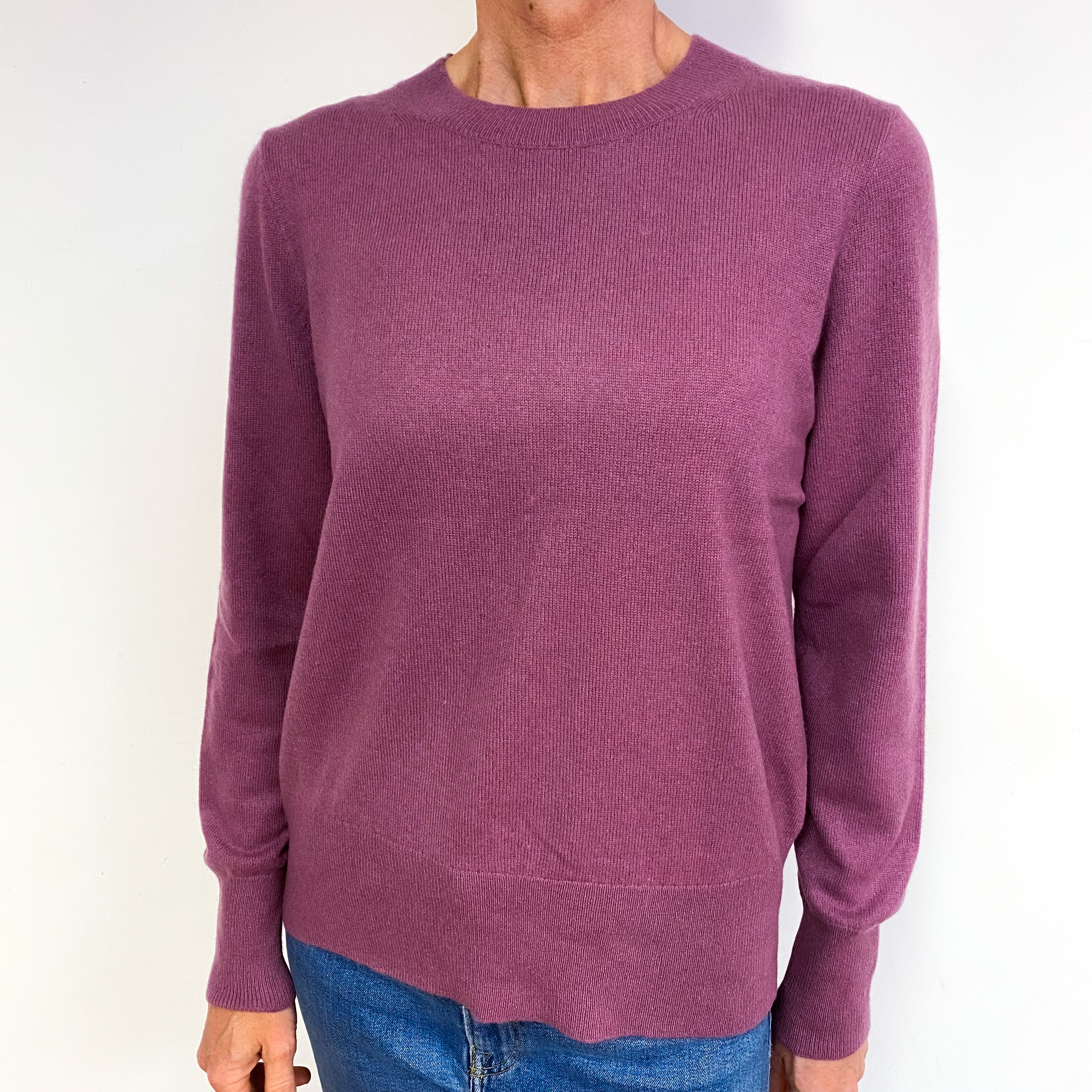 Heather Purple Cashmere Crew Neck Jumper Medium