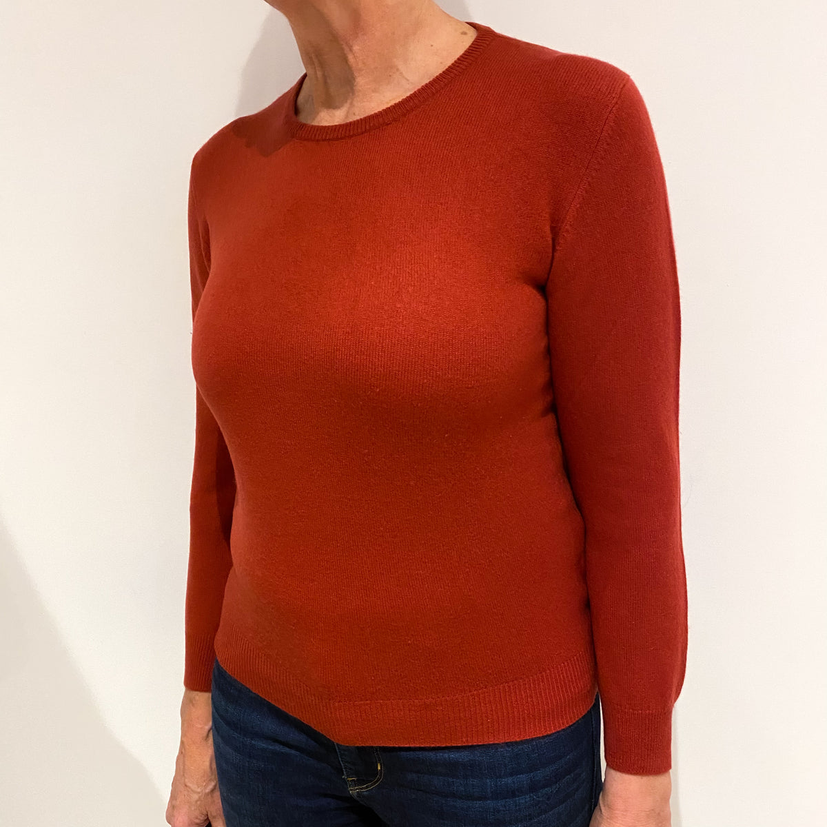 Paprika Red Cashmere Crew Neck Jumper Medium