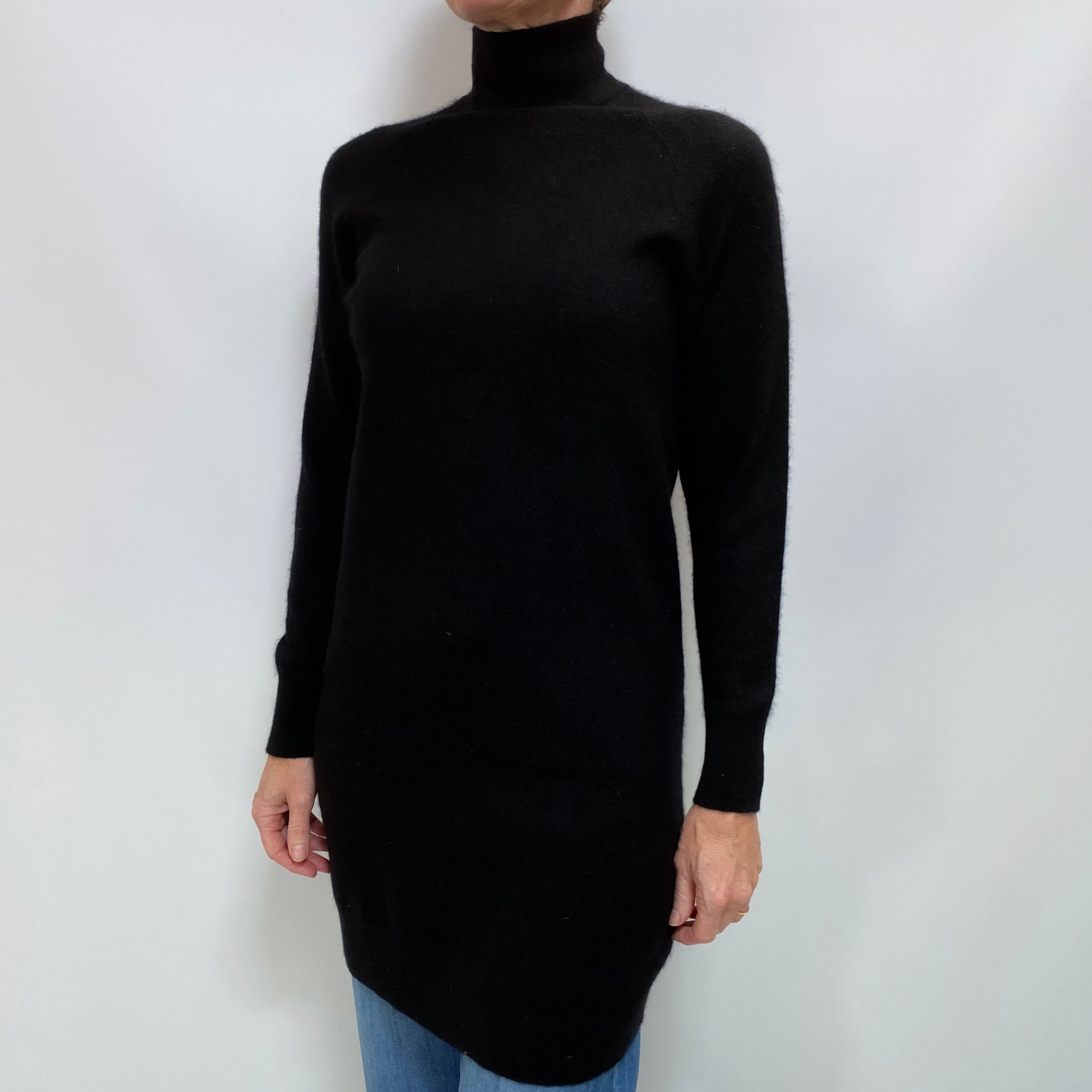 Black Cashmere Turtle Neck Tunic Jumper Small