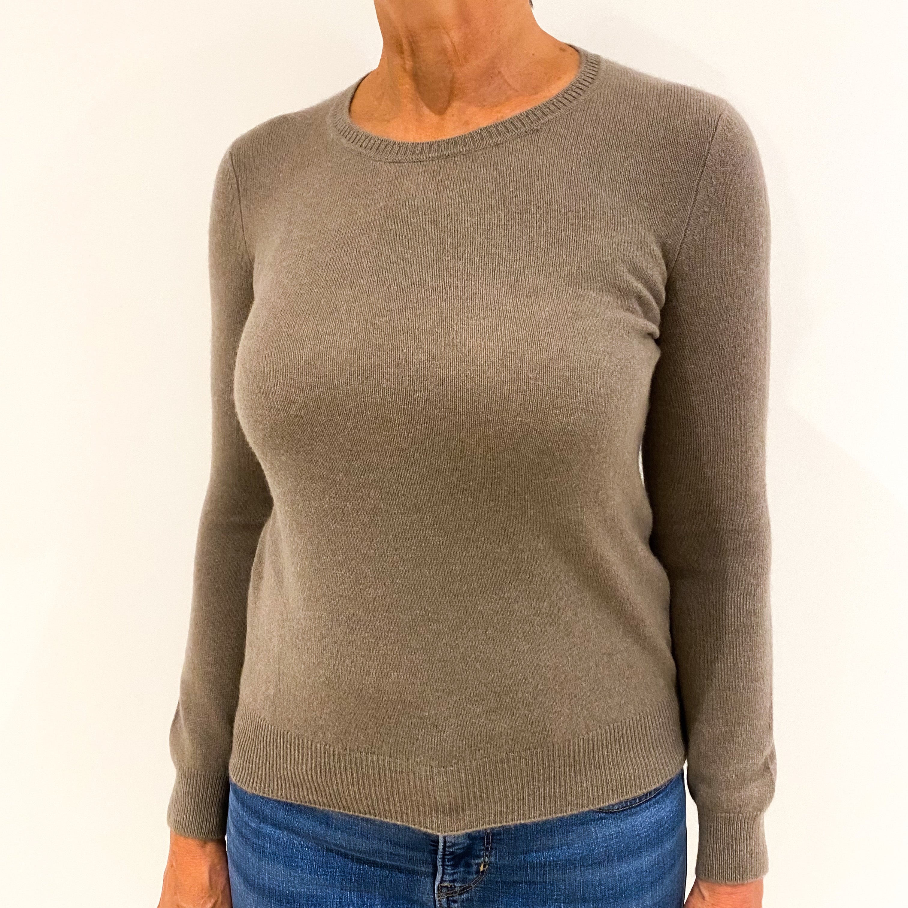 Mushroom Brown Cashmere Crew Neck Jumper Medium