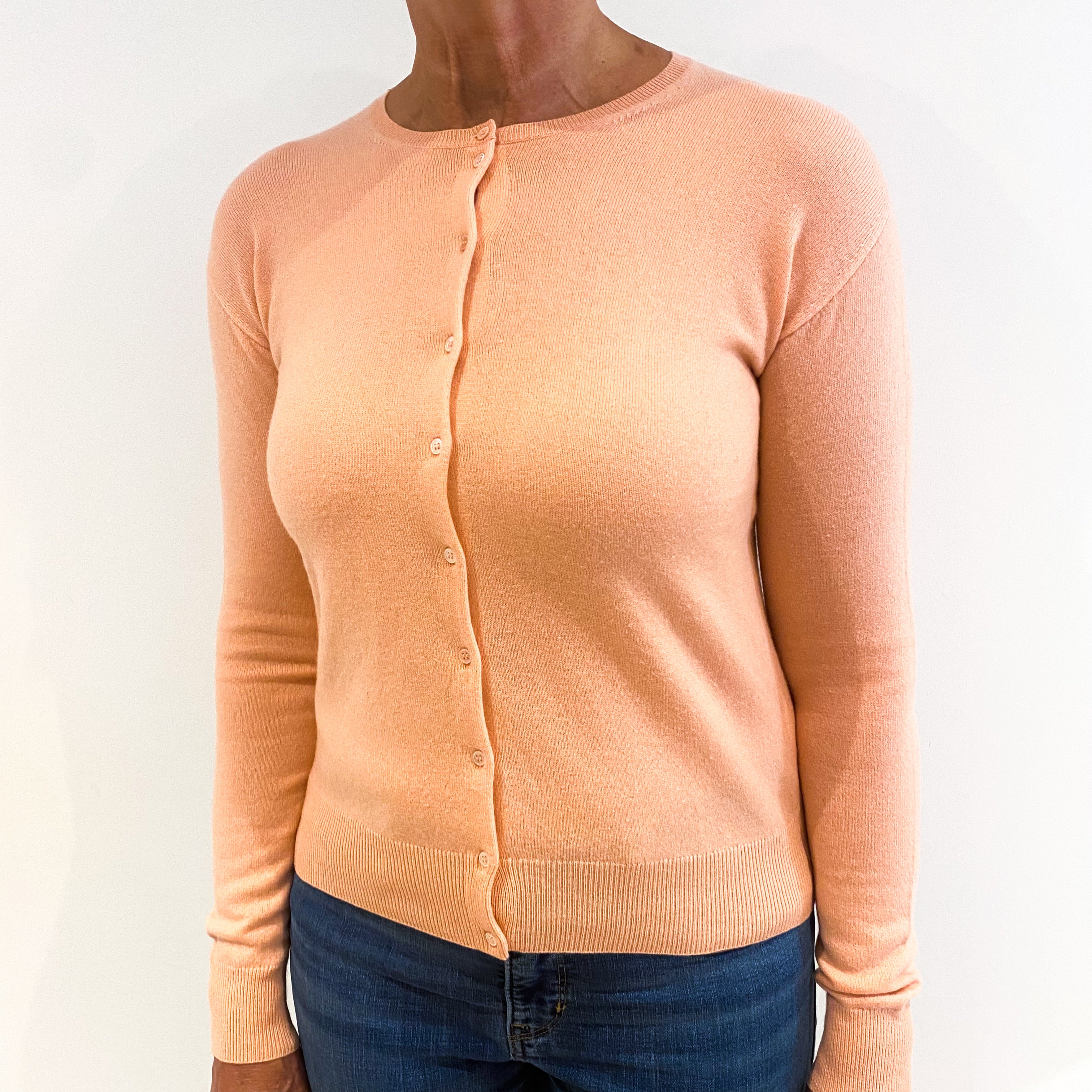 TSE Oyster Pink Cashmere Crew Neck Cardigan Medium
